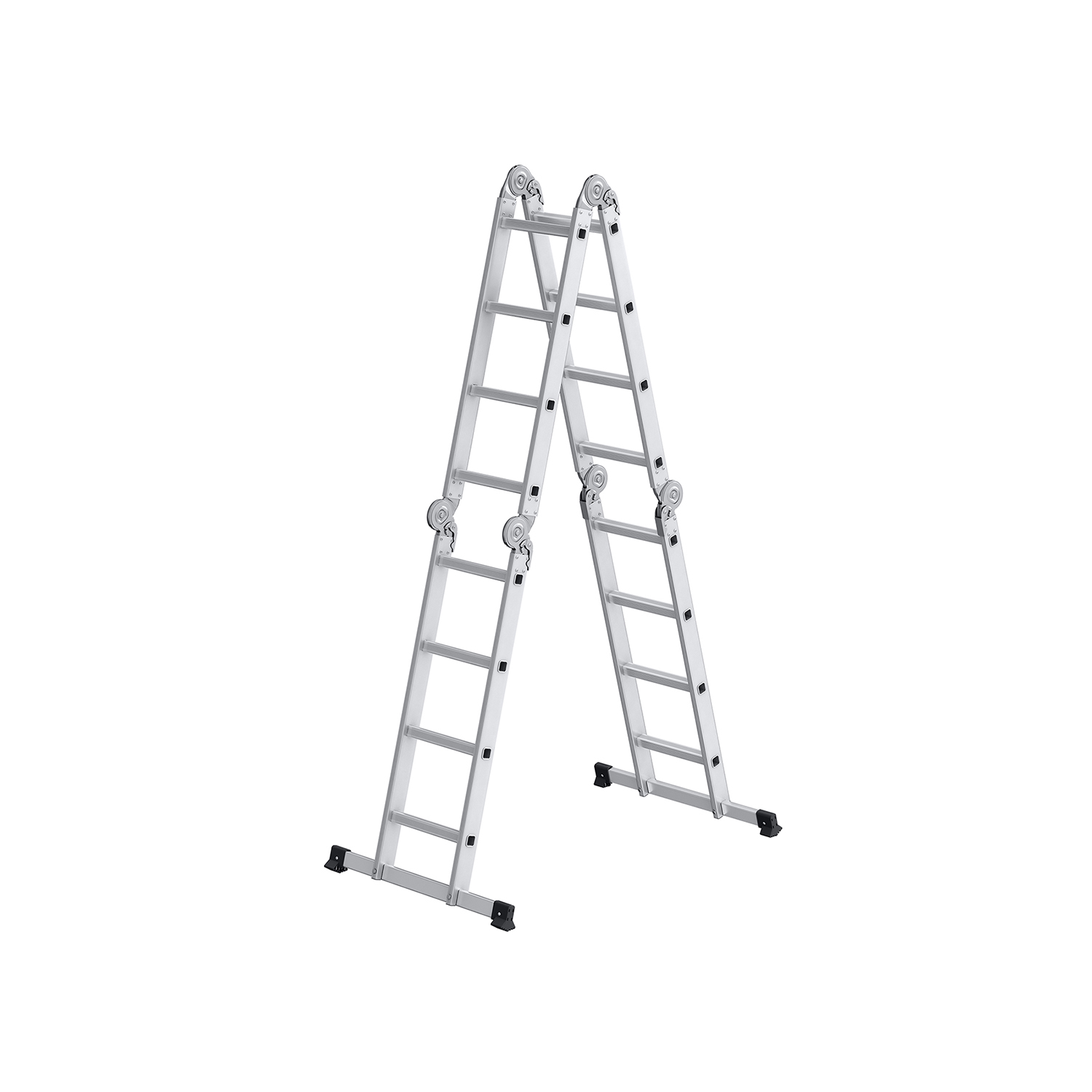 Ladder with 16 steps in 6 positions 430 cm long silver
