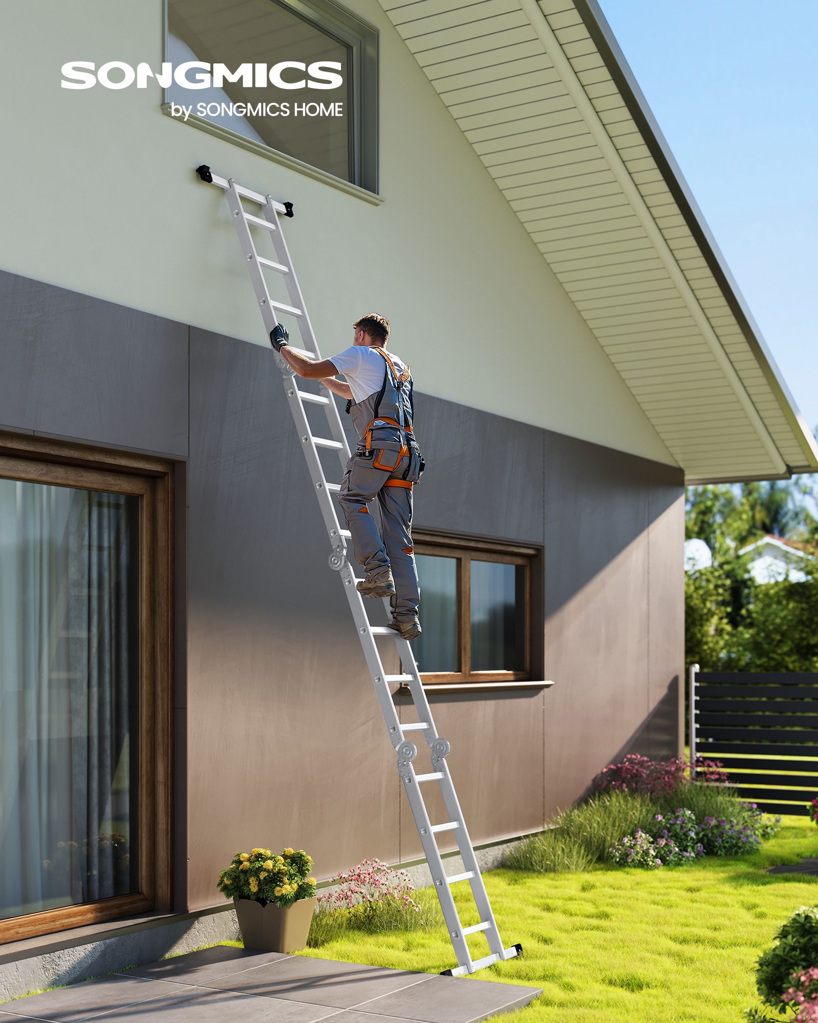 Ladder with 16 steps in 6 positions 430 cm long silver - Bilde 2