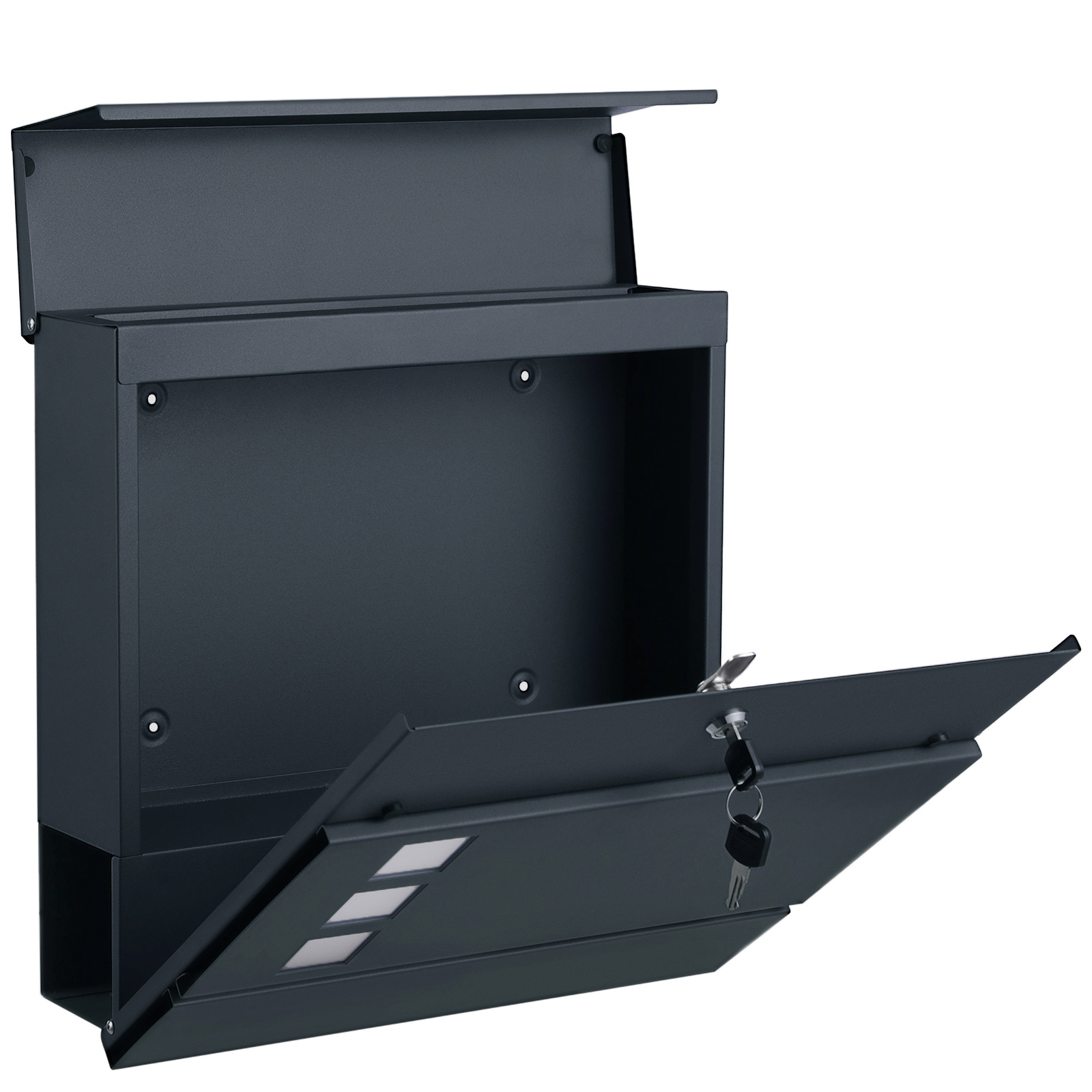 Modern Mailbox, Lockable Wall-Mounted Post Letter Box with Newspaper Holder, Easy to Install, Anthracite Grey GMB052G01 - Image 6