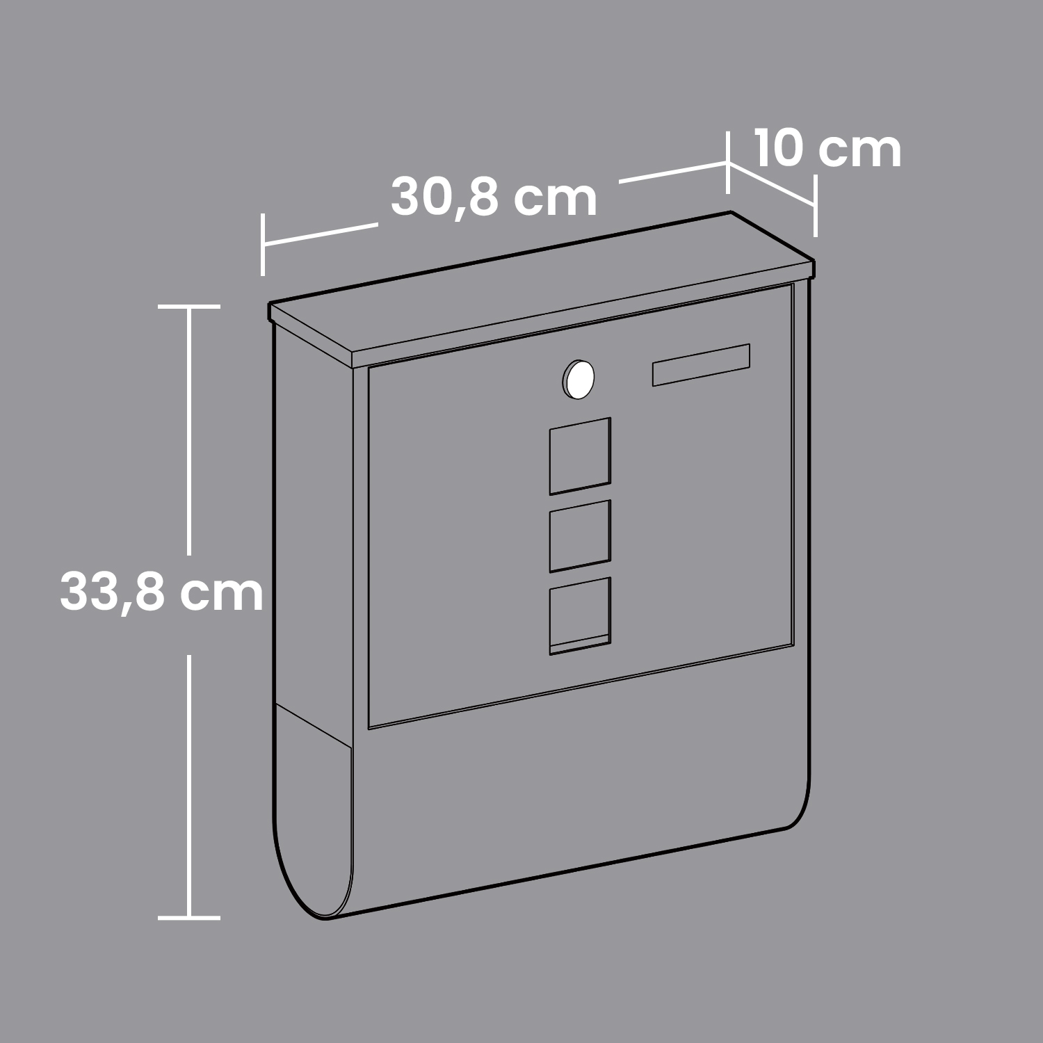XXL letterbox, 11 x 37 x 37 cm, stainless steel with newspaper compartment - Image 5