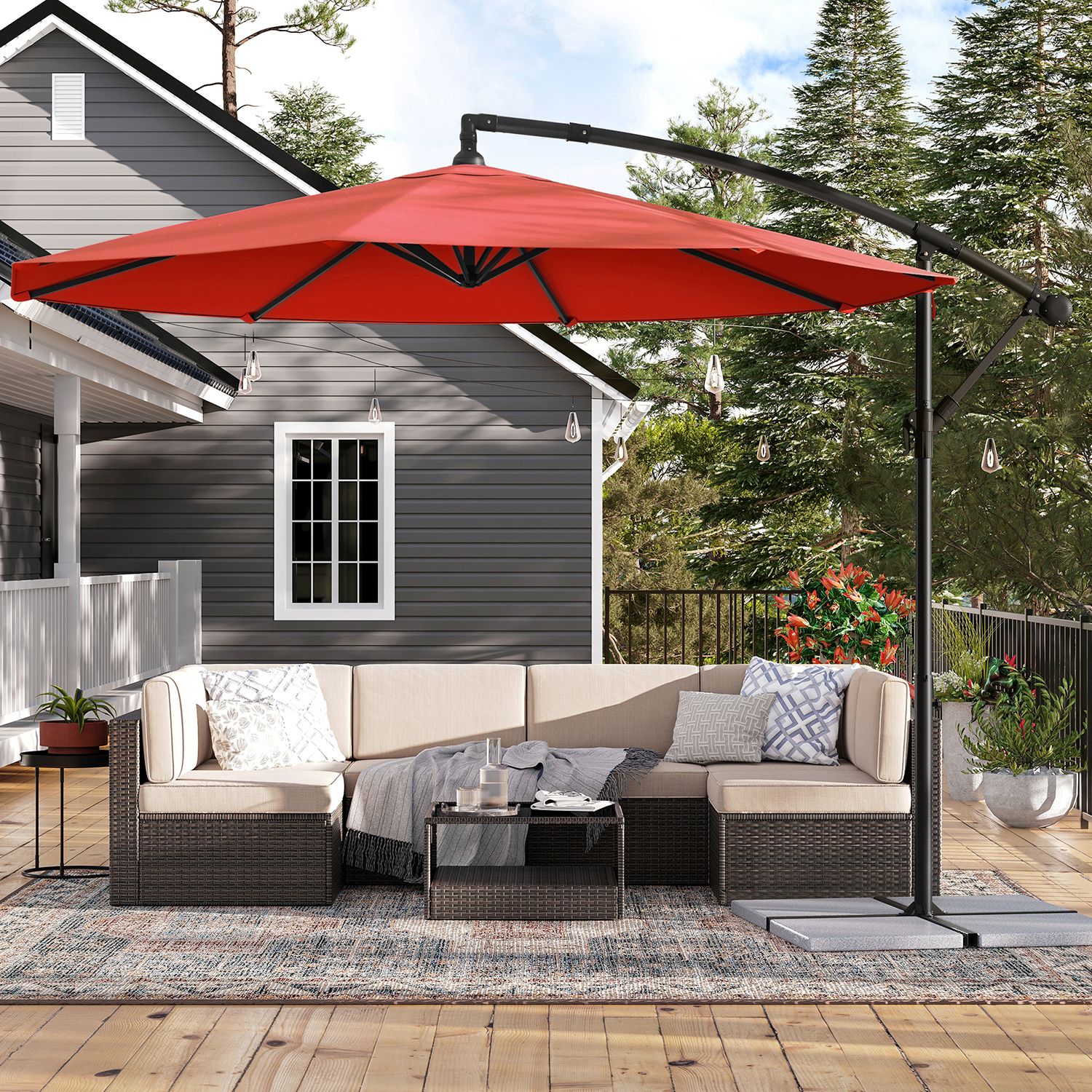 Parasol Ø 300 cm med stativ UV-beskyttelse op til UPF 50+ - Billede 3