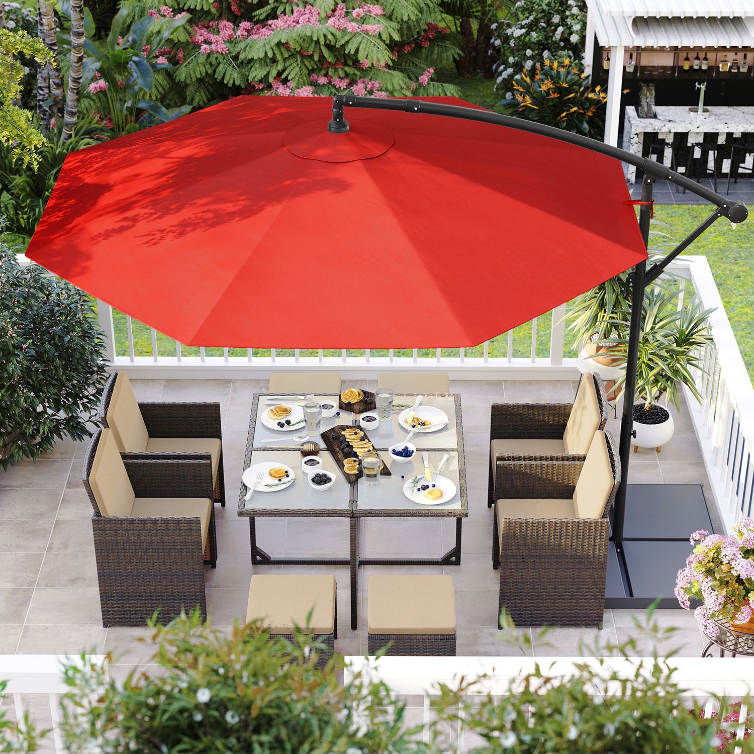 Parasol Ø 300 cm med stativ UV-beskyttelse op til UPF 50+ - Billede 4