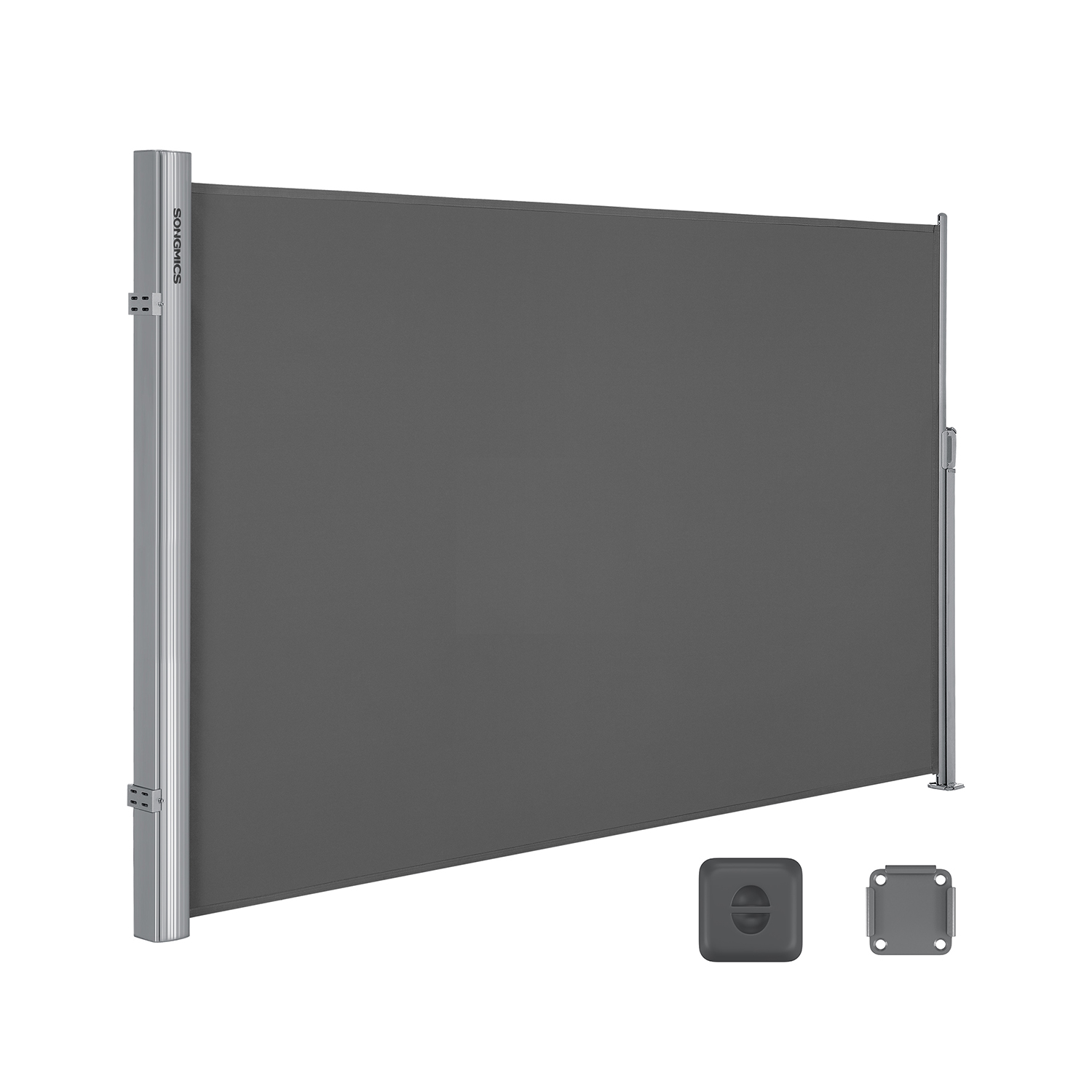1.6 x 3.5 m (H x L), Side Awning for Balcony, Patio, Terrace, and Garden, with Floor Mounting, Privacy Protection, Sun Shade, Side Blind, Grey