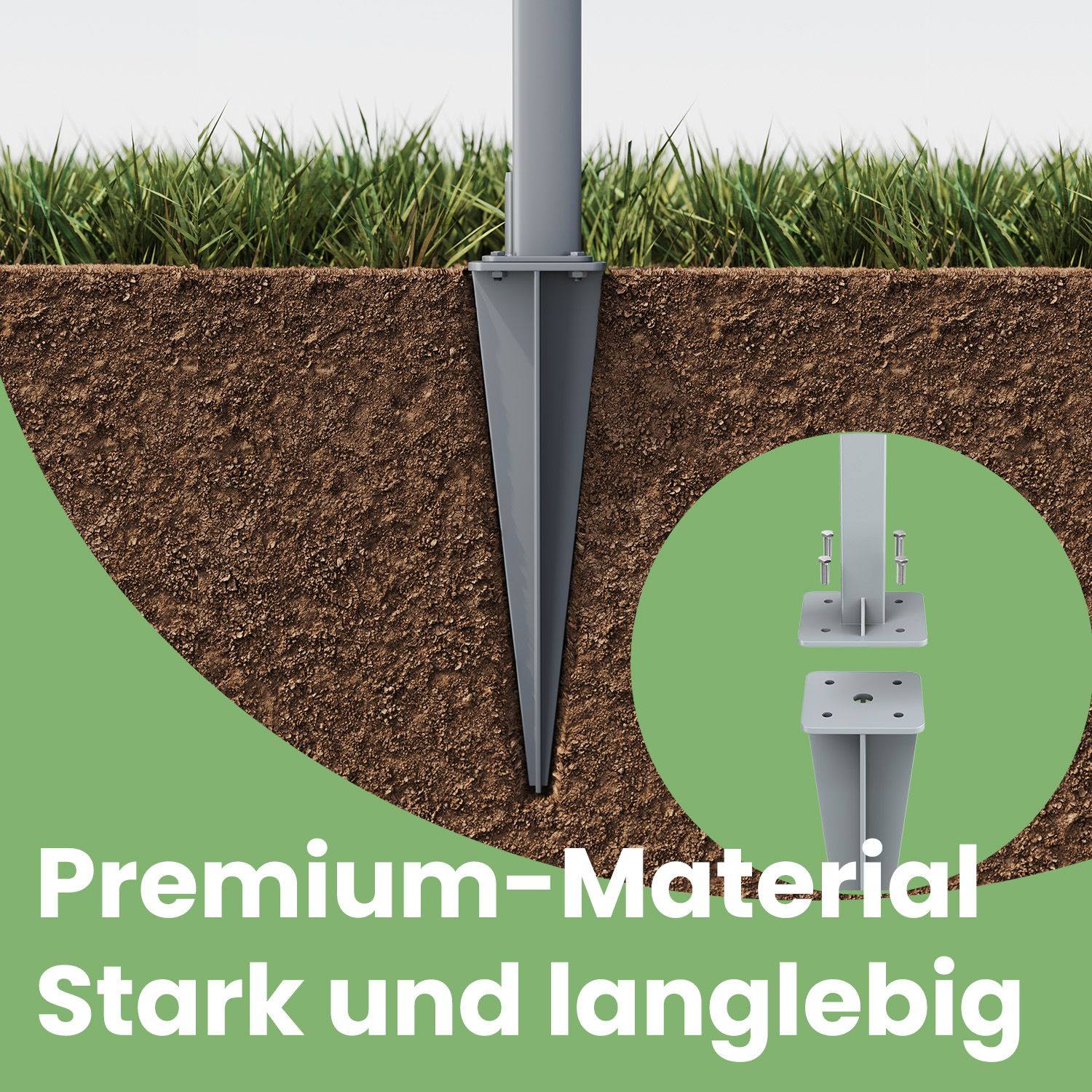Ground anchor, ground anchor for side awning posts, ground nail, - Image 2