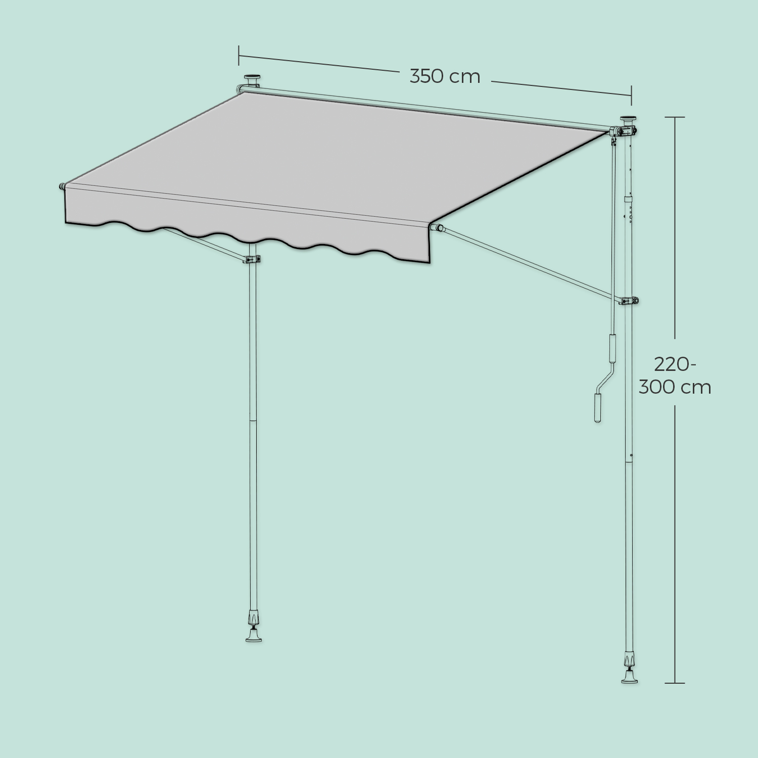 Clamp awning, balcony awning, height-adjustable - Image 5