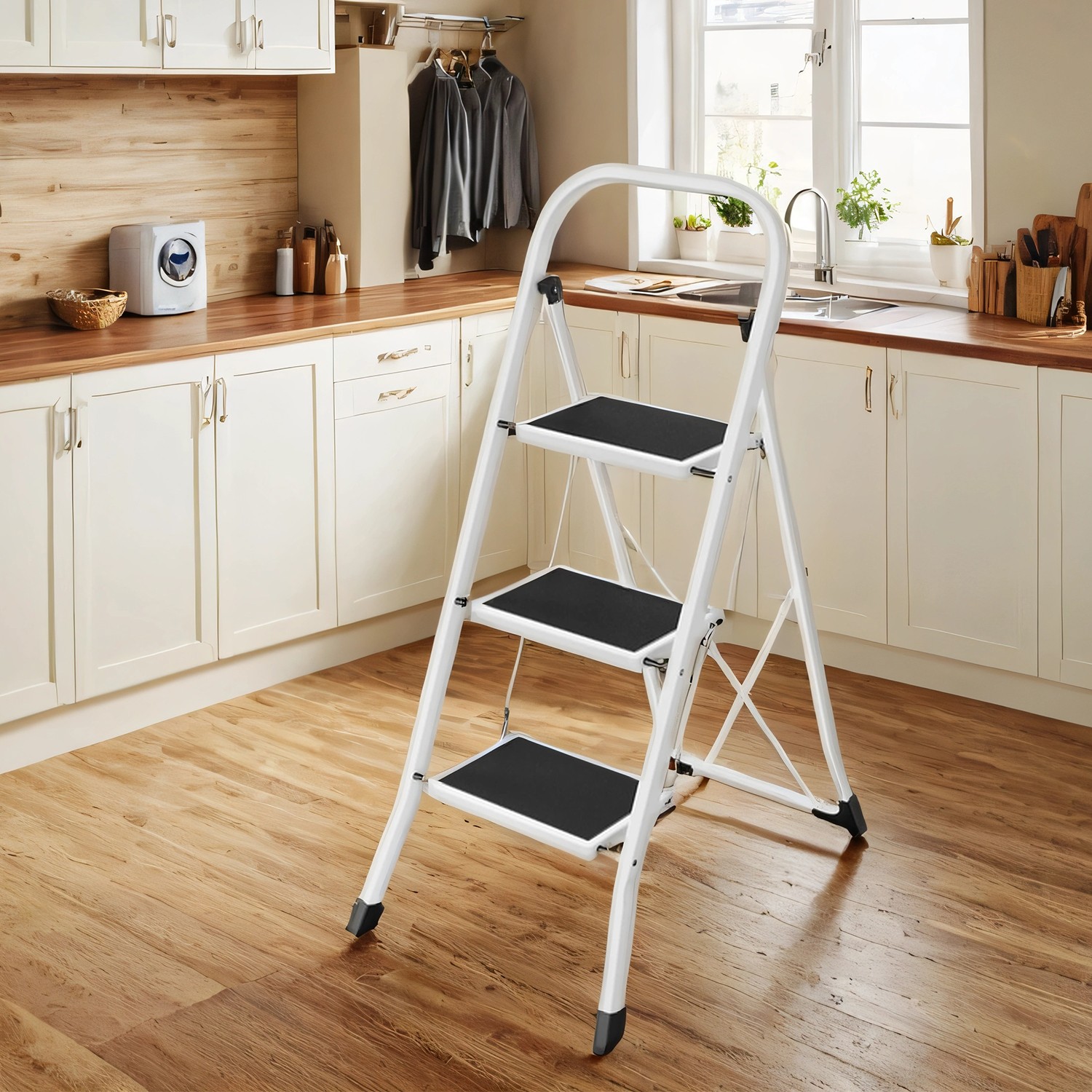 Stepladder, ladder with 3 steps, folding step - Image 2