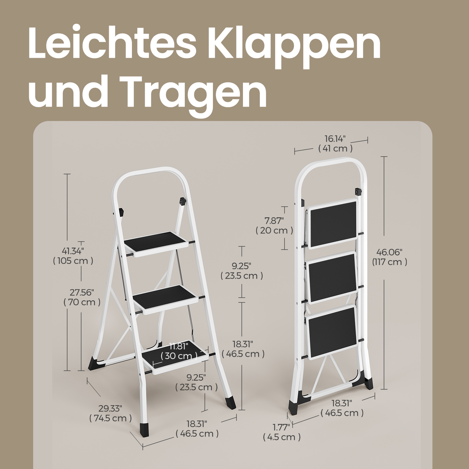 Stepladder, ladder with 3 steps, folding step - Image 6