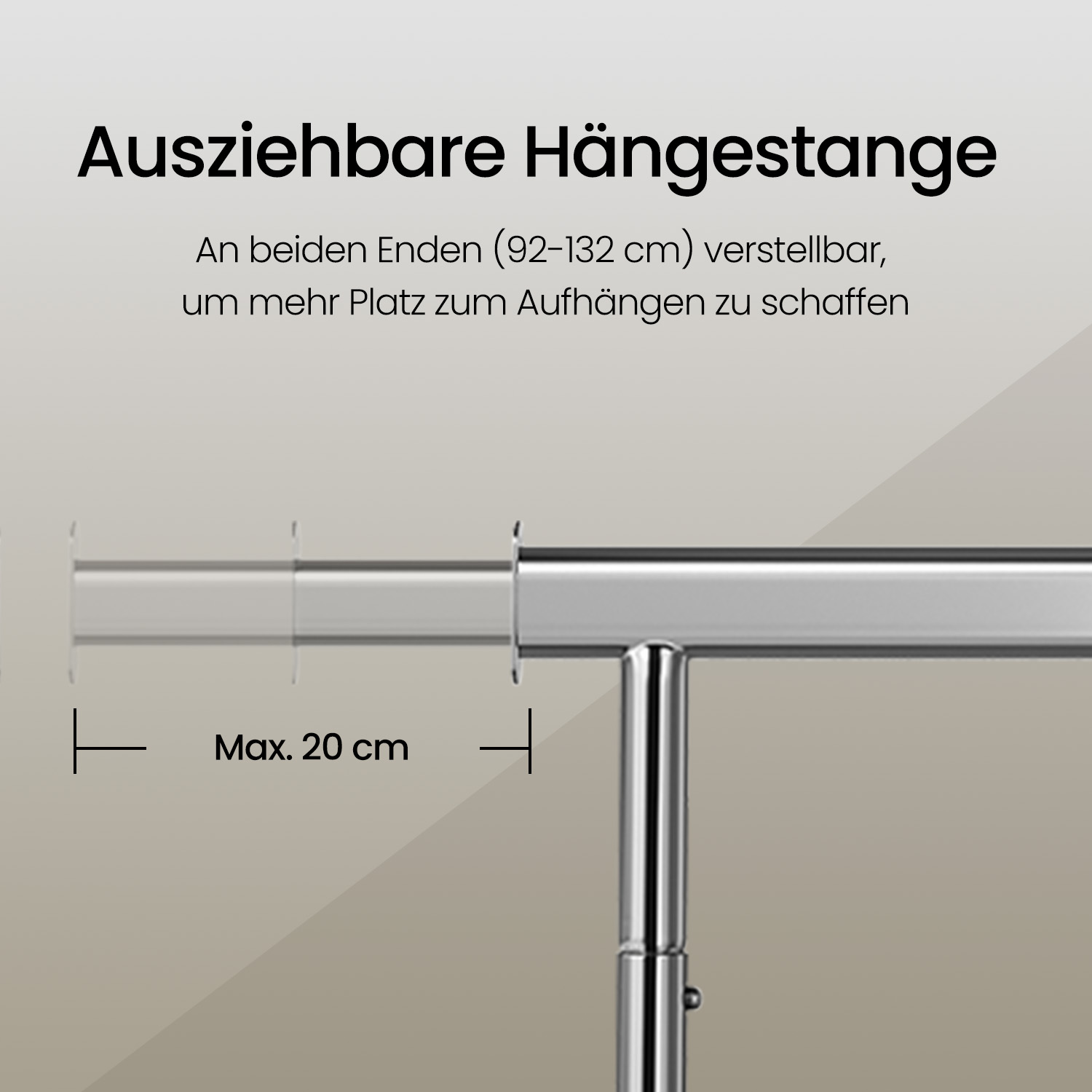 Coat rack on castors, heavy-duty coat rack, extendable clothes rail - Image 4
