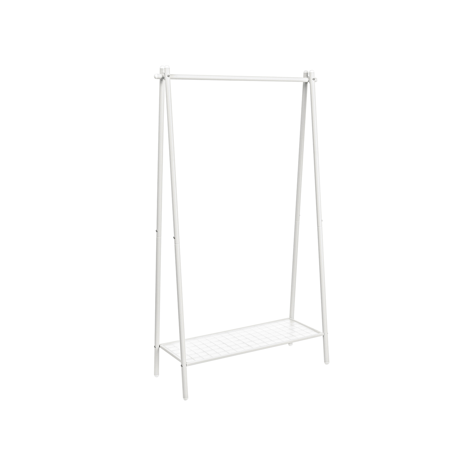 Klädstång, klädhängare, klädhängare med stålram, med hängstång och hylla, 33,5 x 92,5 x 153 cm, för sovrum, omklädningsrum, tvättstuga, vit HSR023W01