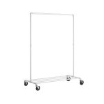 Clothes Rail, Clothes Rack on Wheels, Heavy-Duty Clothing Rail, Holds 90 kg, Industrial Design, Coat Stand with 1 Hanging Rail and Shelf, for Bedroom Laundry Room, White