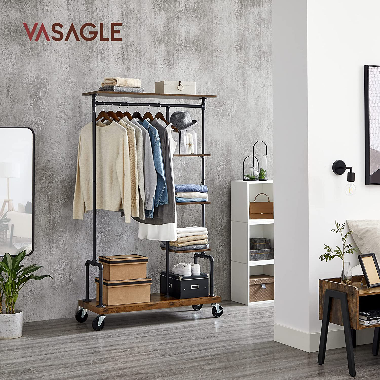 Wardrobe with mesh shelves Industrial style - Image 2