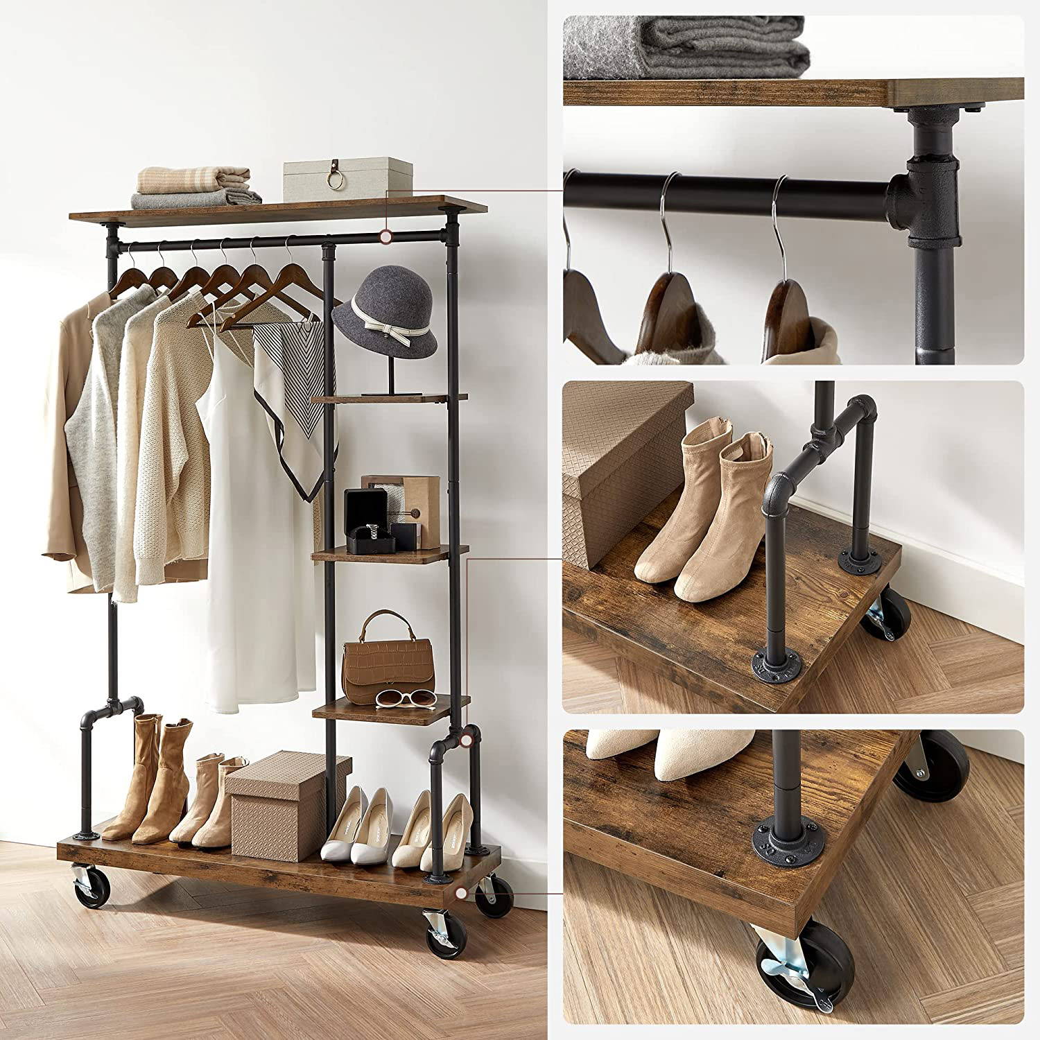 Wardrobe with mesh shelves Industrial style - Image 4