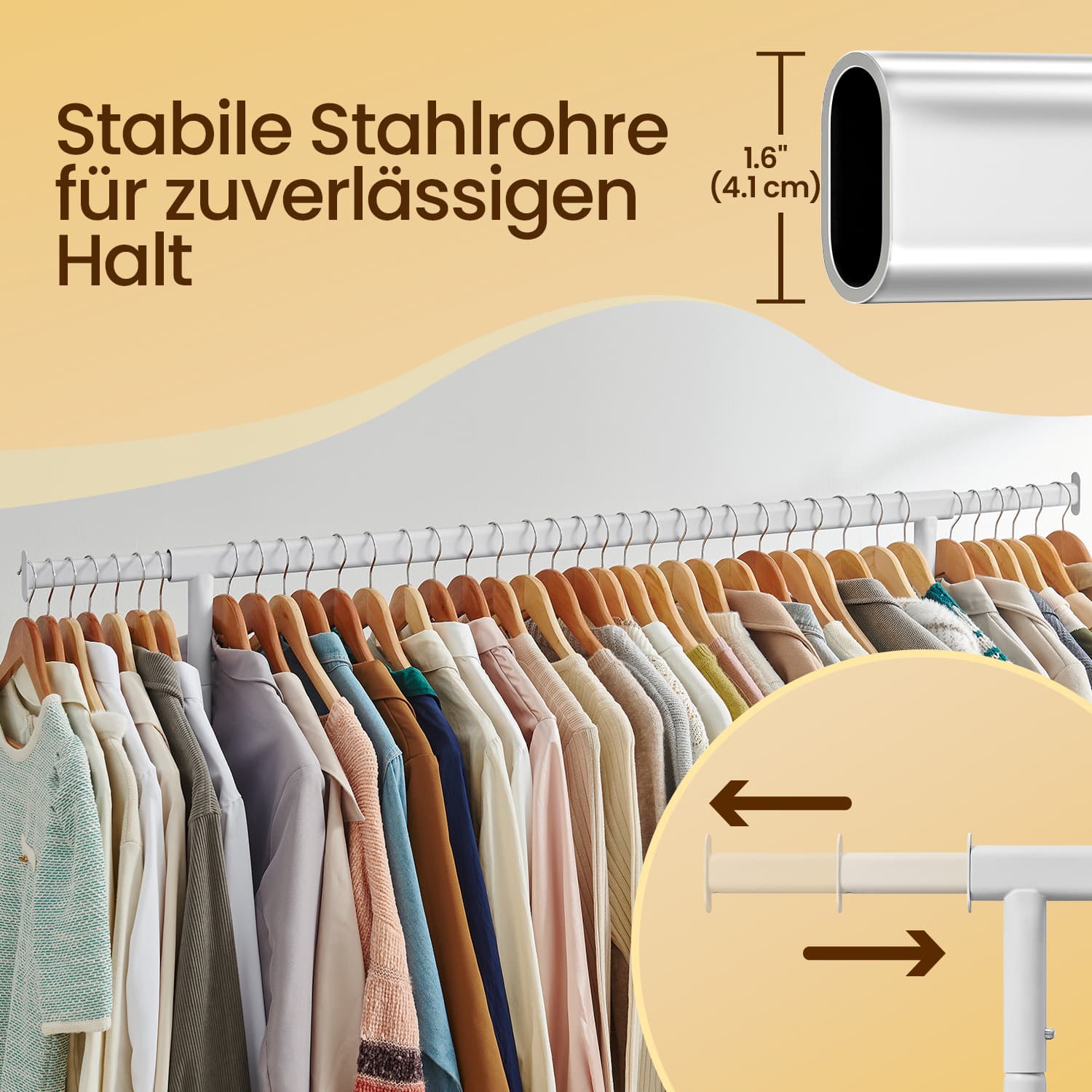 Coat rack on castors, coat rack, extendable clothes rail - Image 3