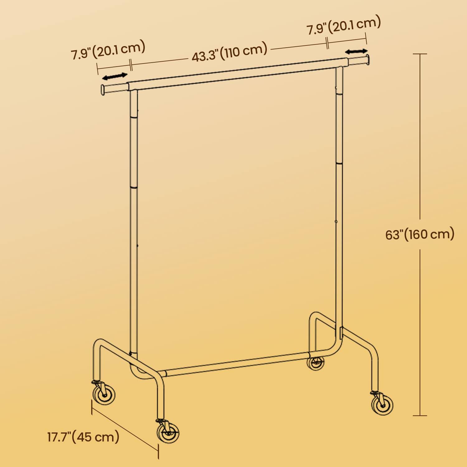 Coat rack on castors, coat rack, extendable clothes rail - Image 5