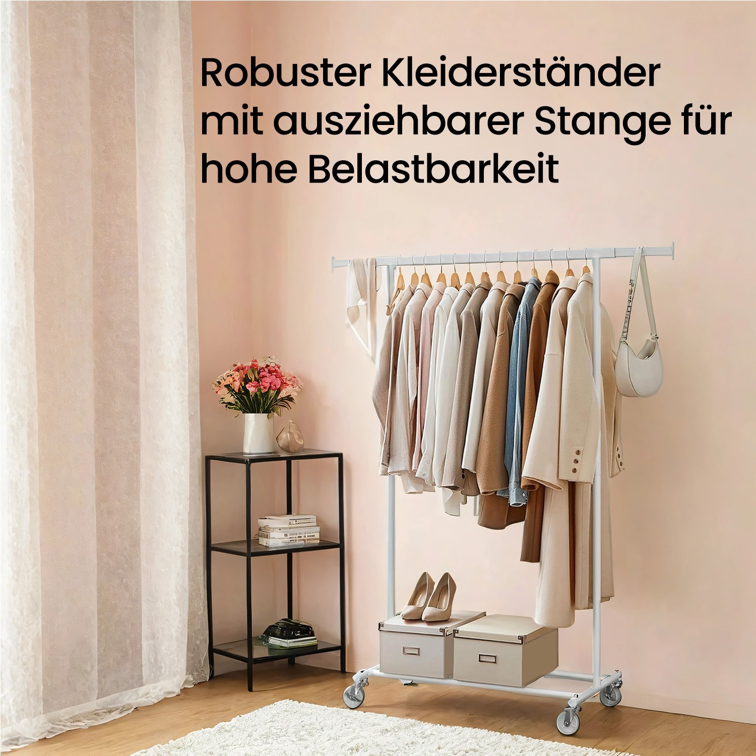 Coat rack on castors, heavy-duty coat rack, extendable clothes rail - Image 2