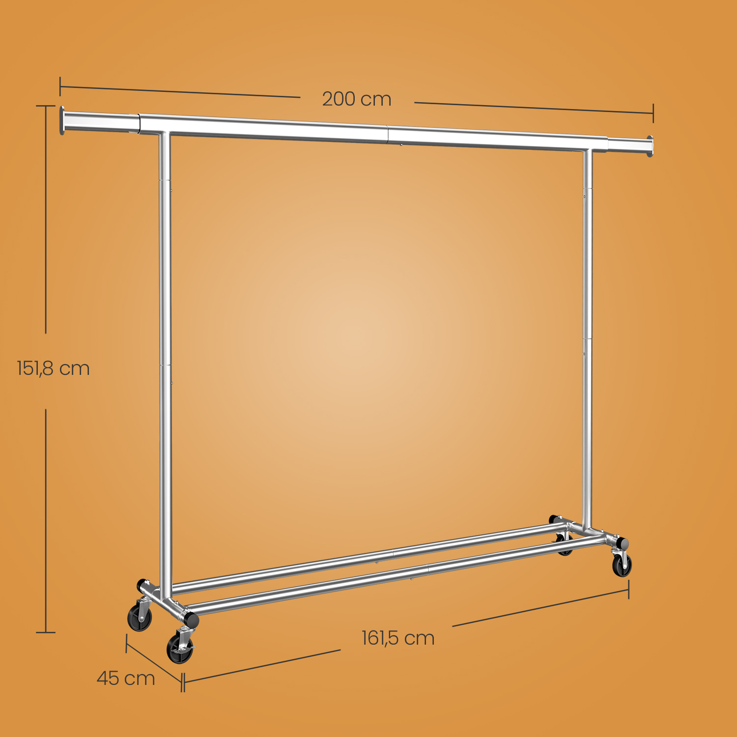 SONGMICS Coat rack on castors, heavy duty coat rack, extendable clothes rail - Image 5