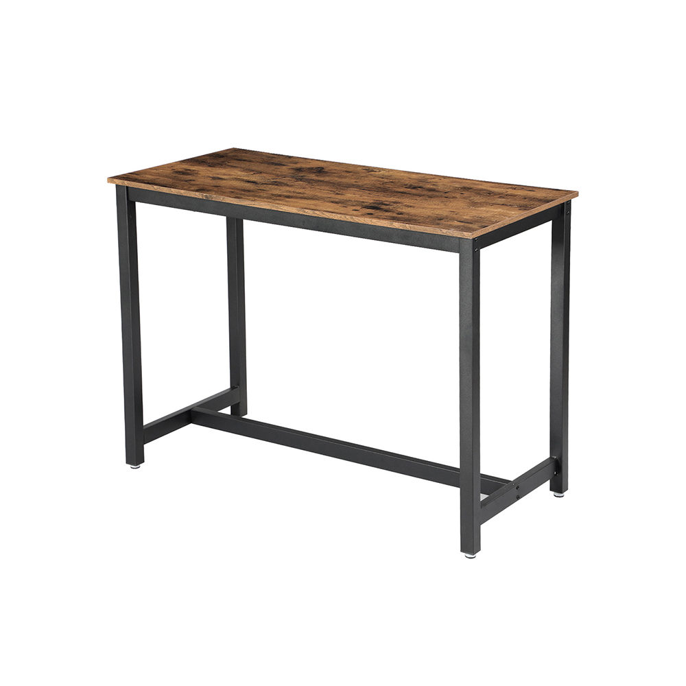 Barbord, industrielt køkkenbord, spisebord med massiv metalramme, til cocktails, bar, festkælder, restaurant, stue, trælook, 120 x 60 x 90 cm - Billede 2