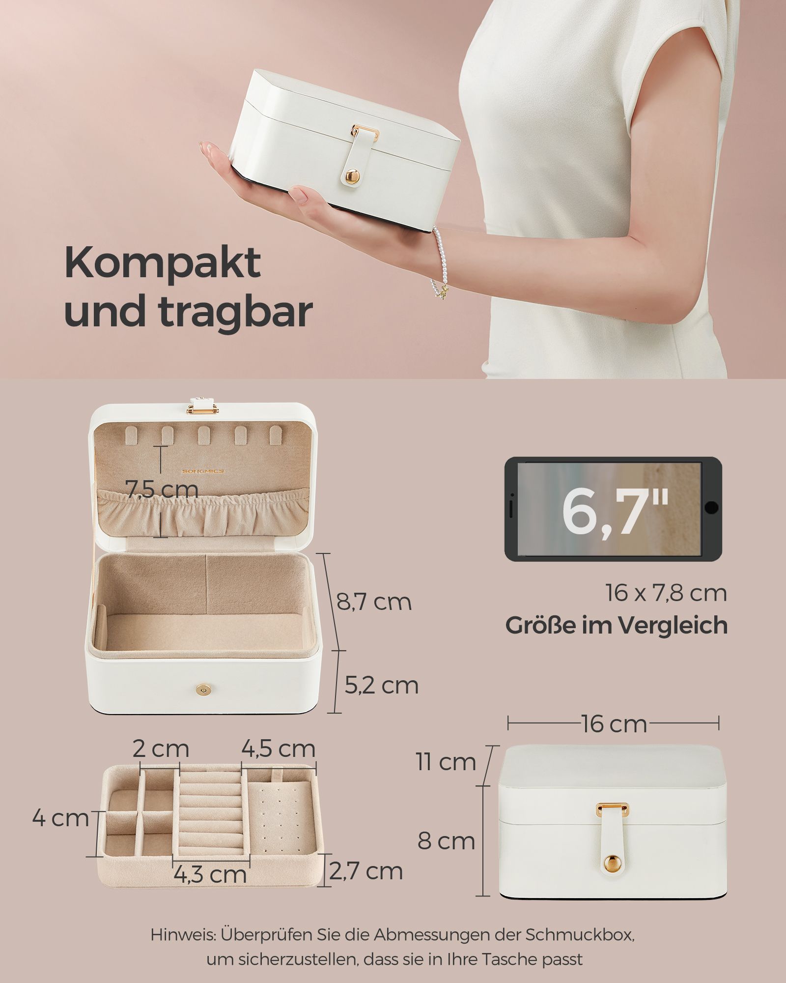 Smykkeskrin til større accessories Gaveidé skyhvid - Billede 3