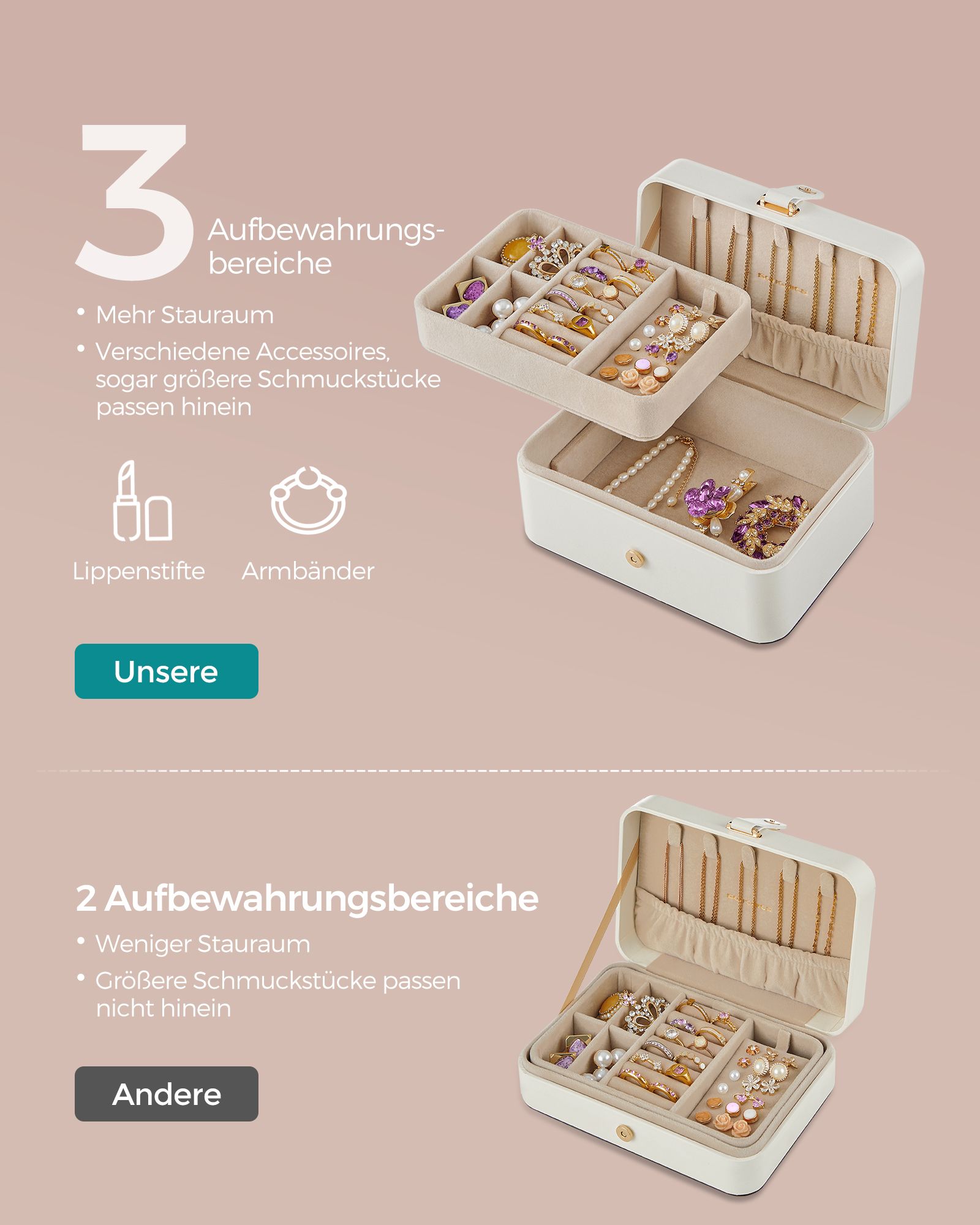 Smykkeskrin til større accessories Gaveidé skyhvid - Billede 4