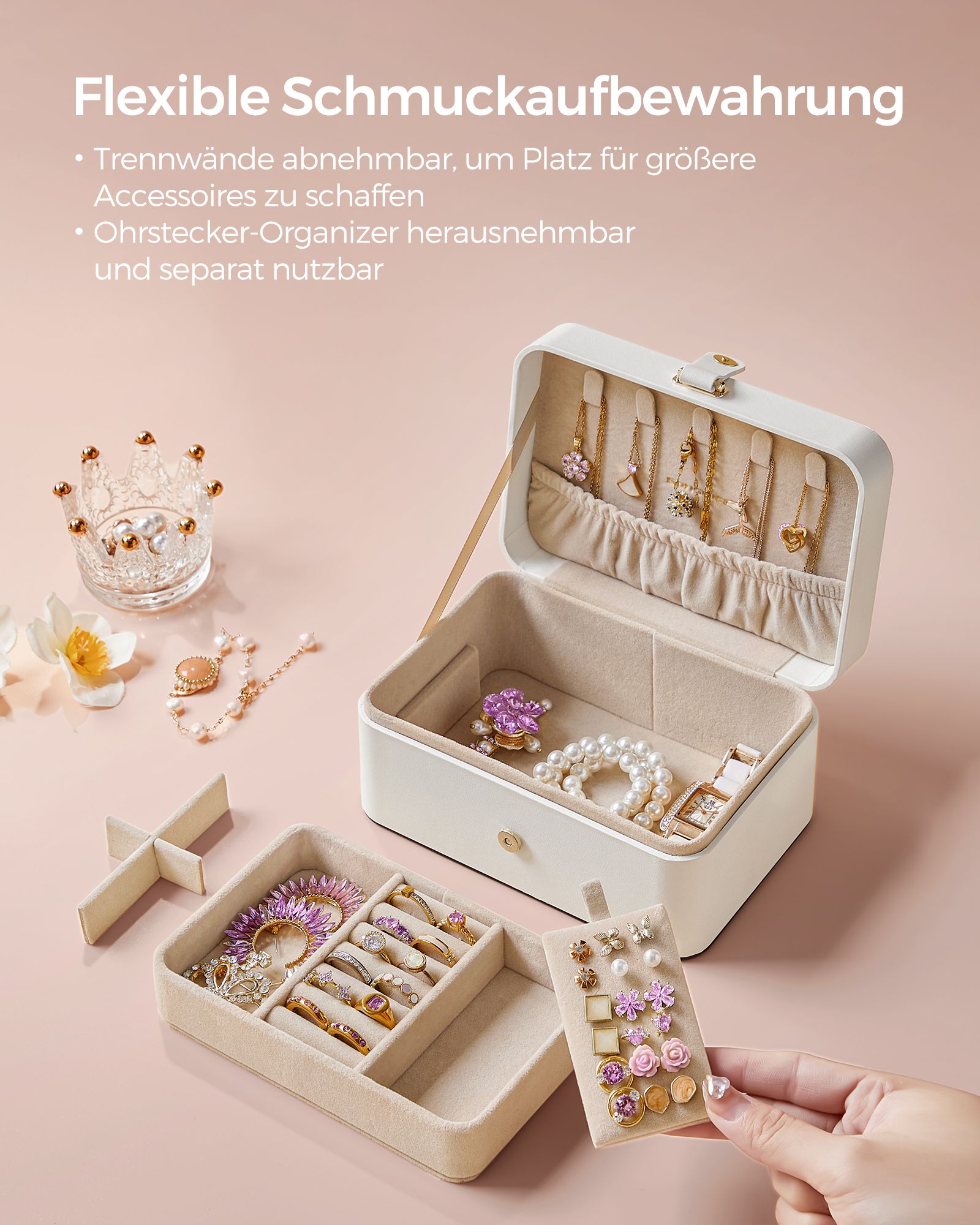 Smykkeskrin til større accessories Gaveidé skyhvid - Billede 5