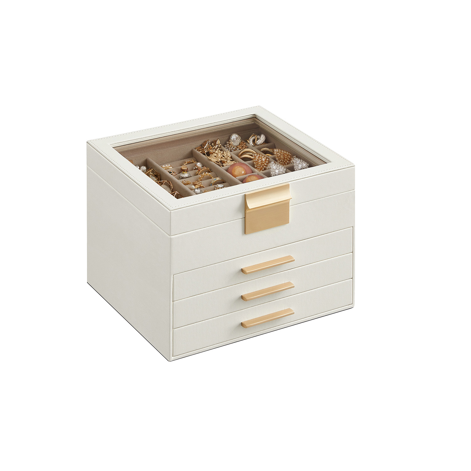 Jewellery box 4 levels with glass lid Gift idea