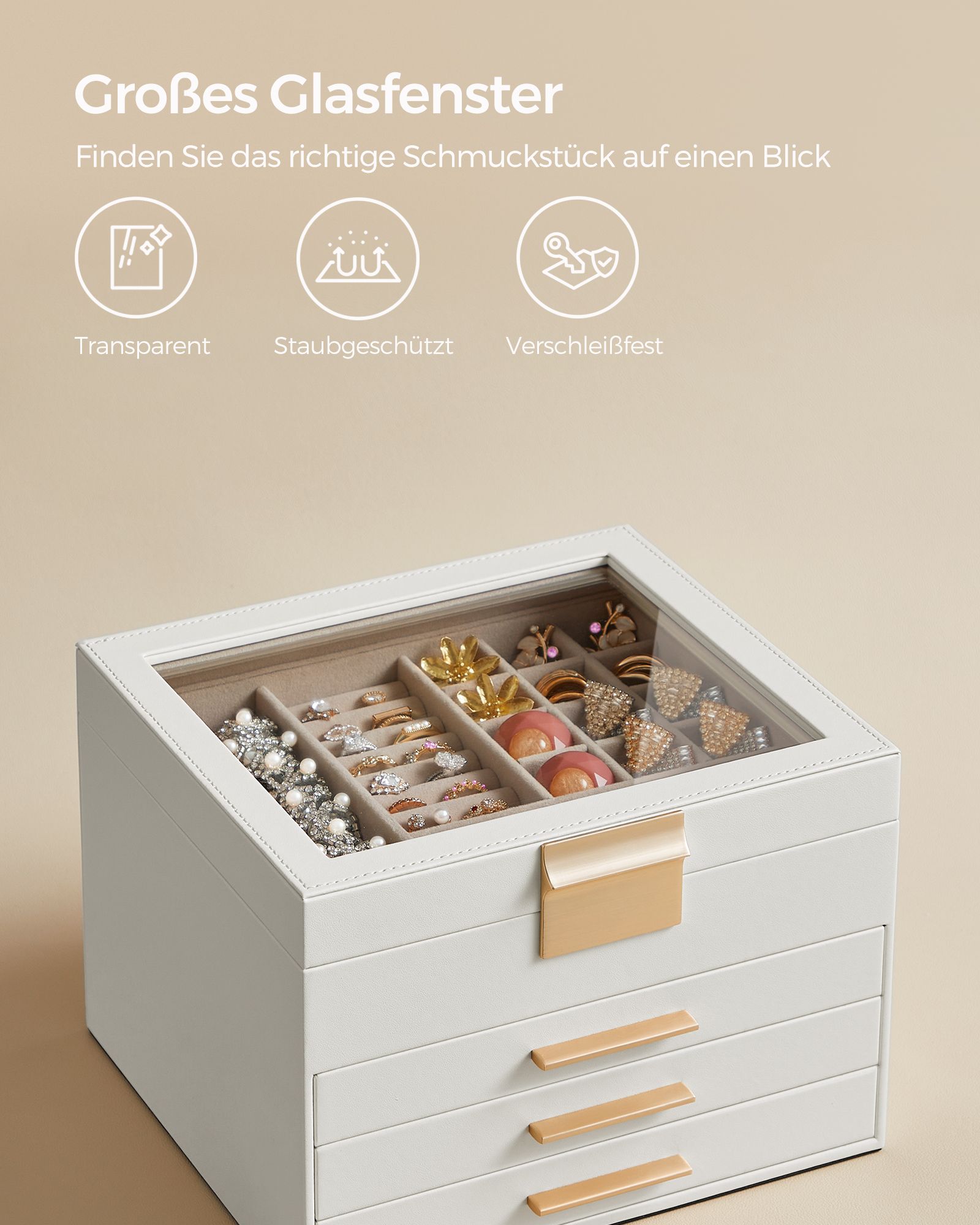 Jewellery box 4 levels with glass lid Gift idea - Image 5
