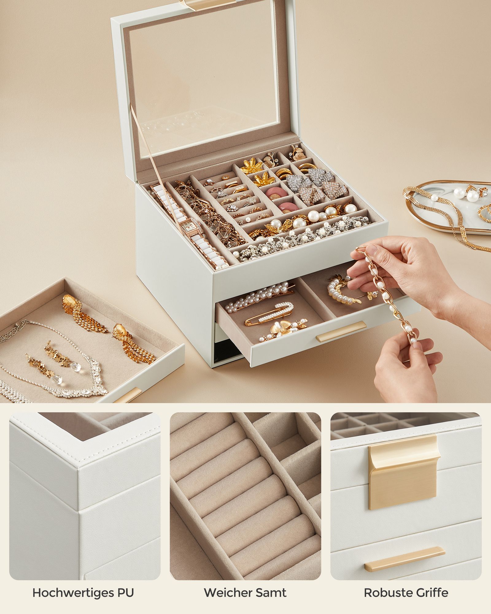 Jewellery box 4 levels with glass lid Gift idea - Image 6