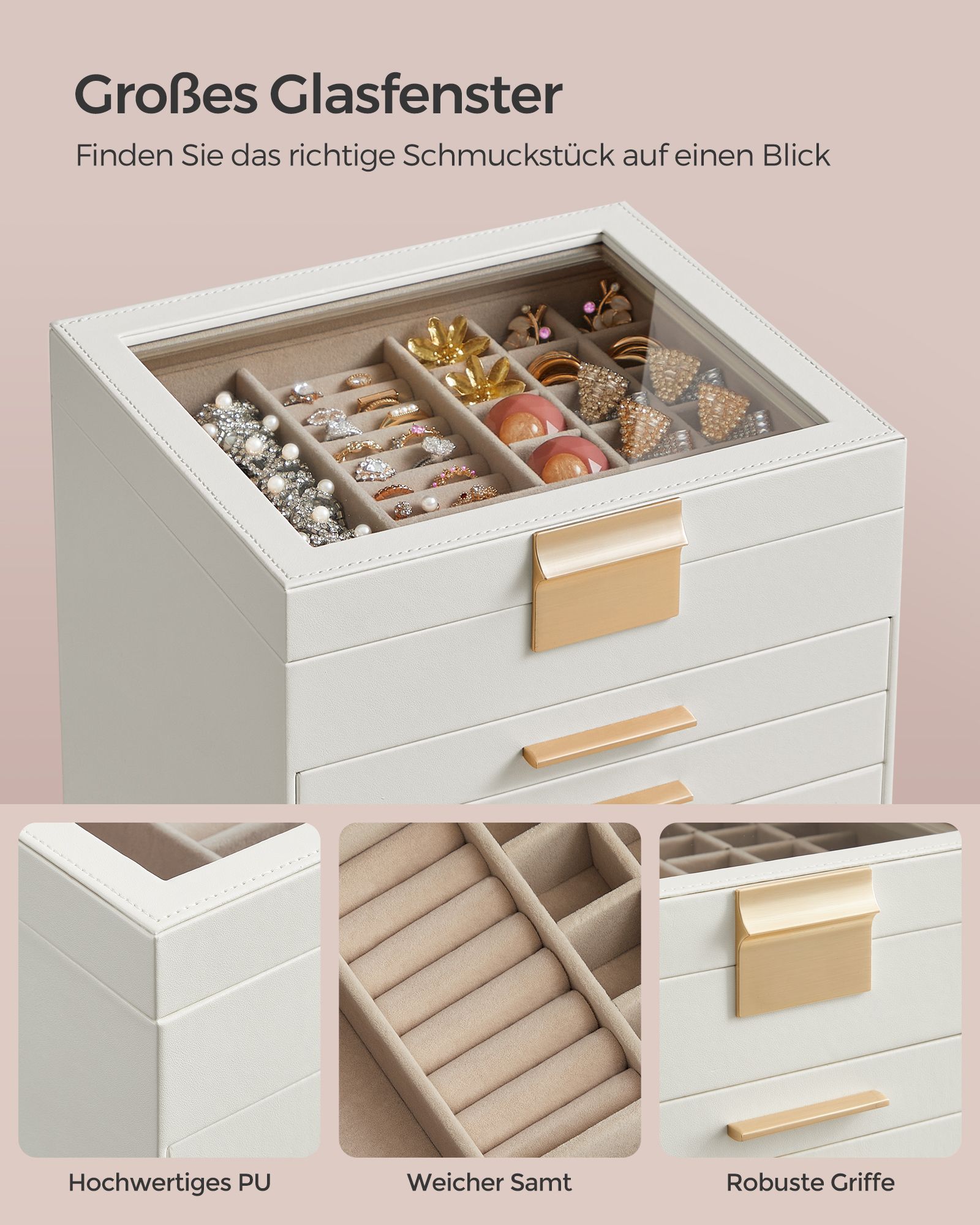 Smyckeskrin 6 nivåer med glaslock - Bild 4