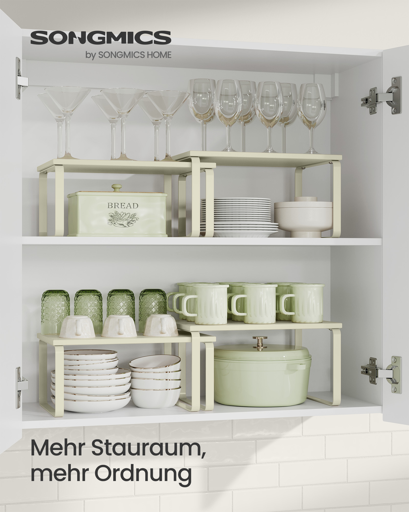 Spice rack set of 2 stackable cream white - Image 2