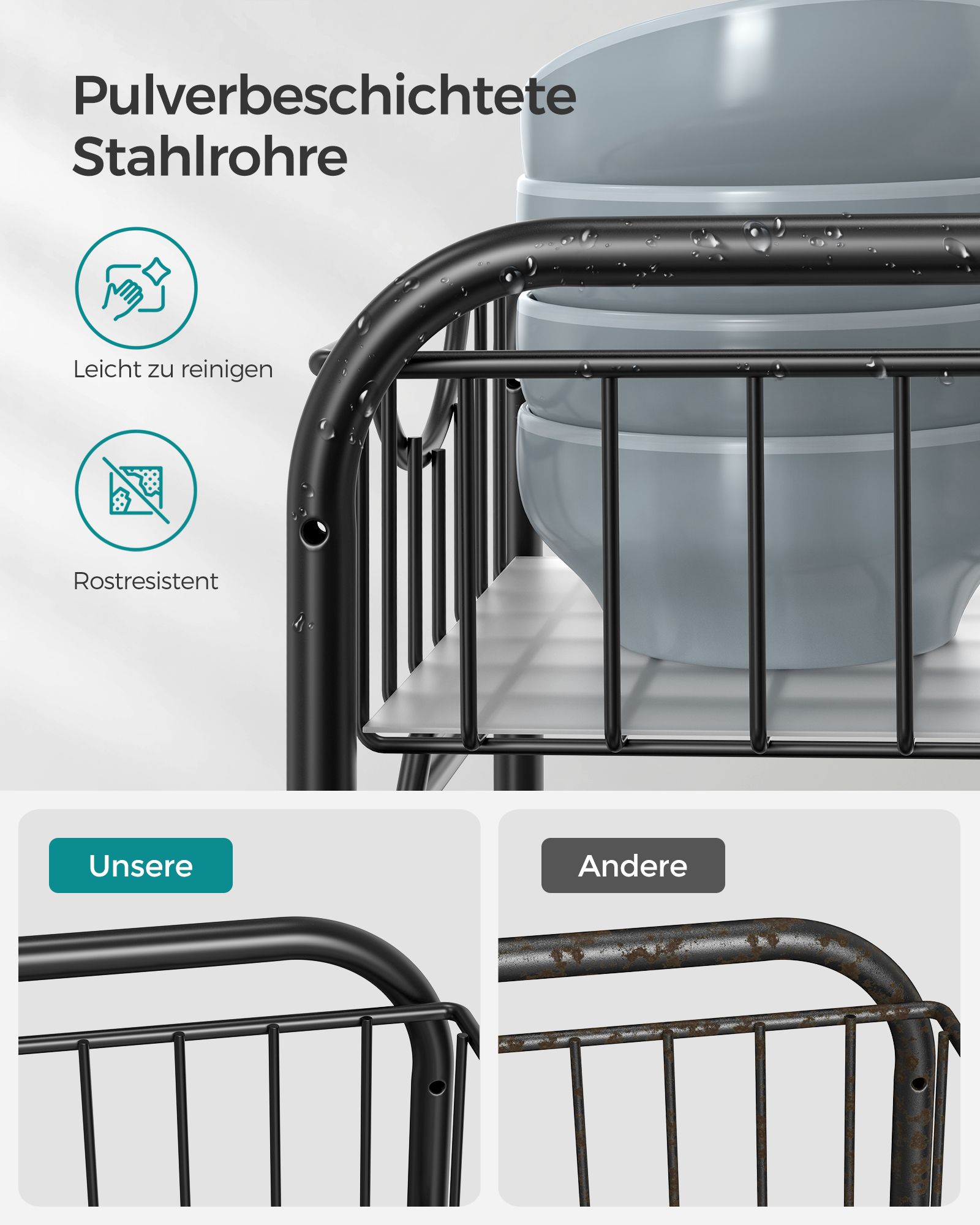 Cupboard Organiser, 2-Tier Under Sink Storage Organiser with Sliding Basket Drawers, Stackable Cabinet Organiser for Kitchen, Bathroom, Classic Black - Image 3