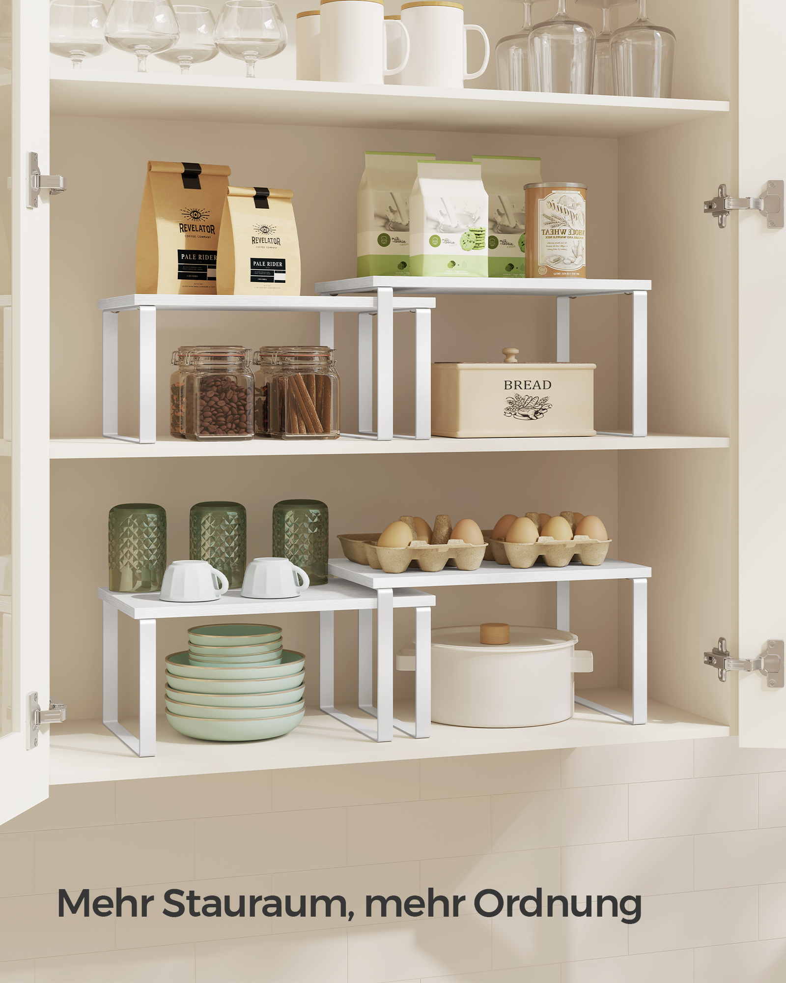 Kitchen shelf set of 4 with metal frame cloud white-snow white - Image 3