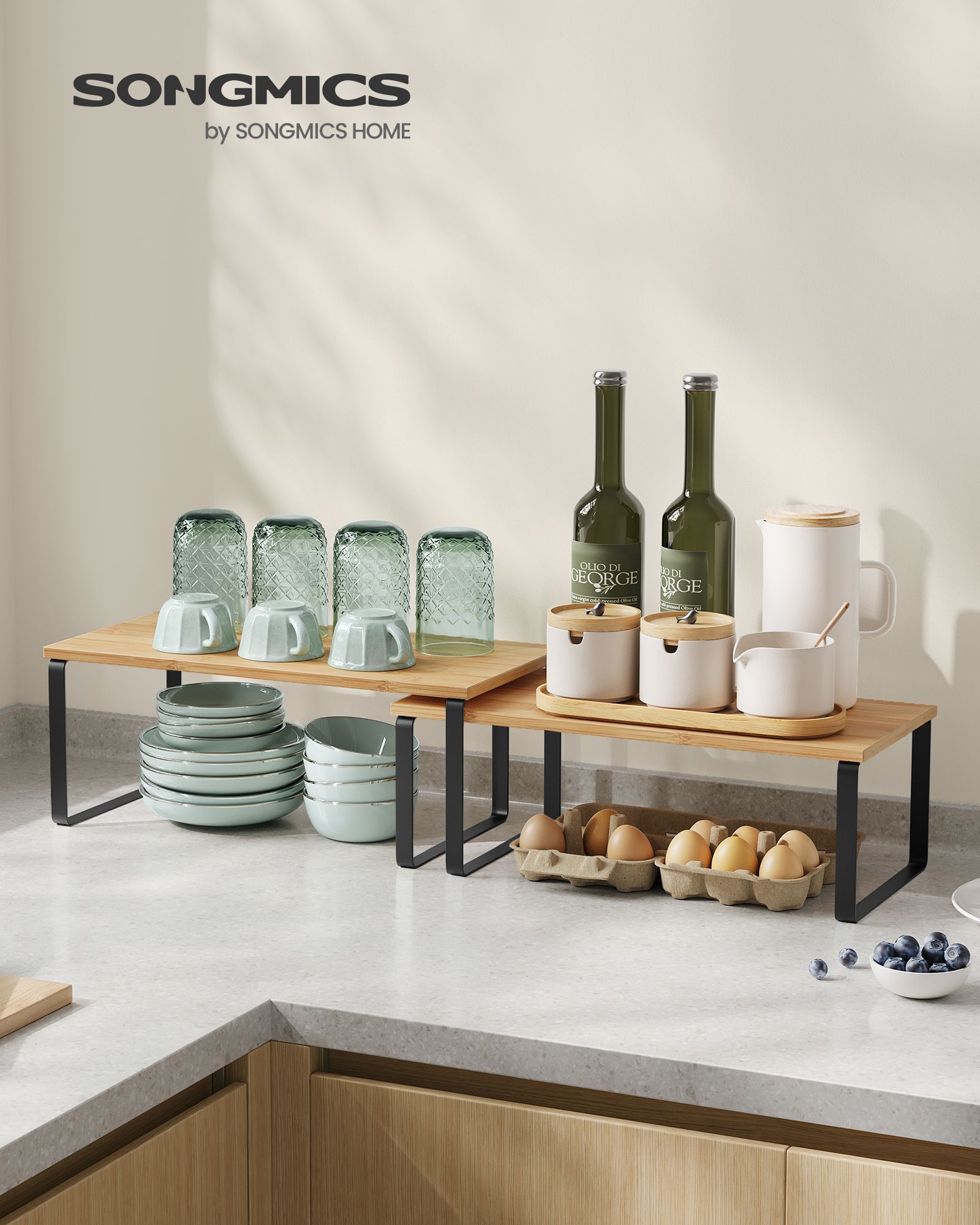 Spice rack set of 4 stackable ink-black-natural beige - Image 2