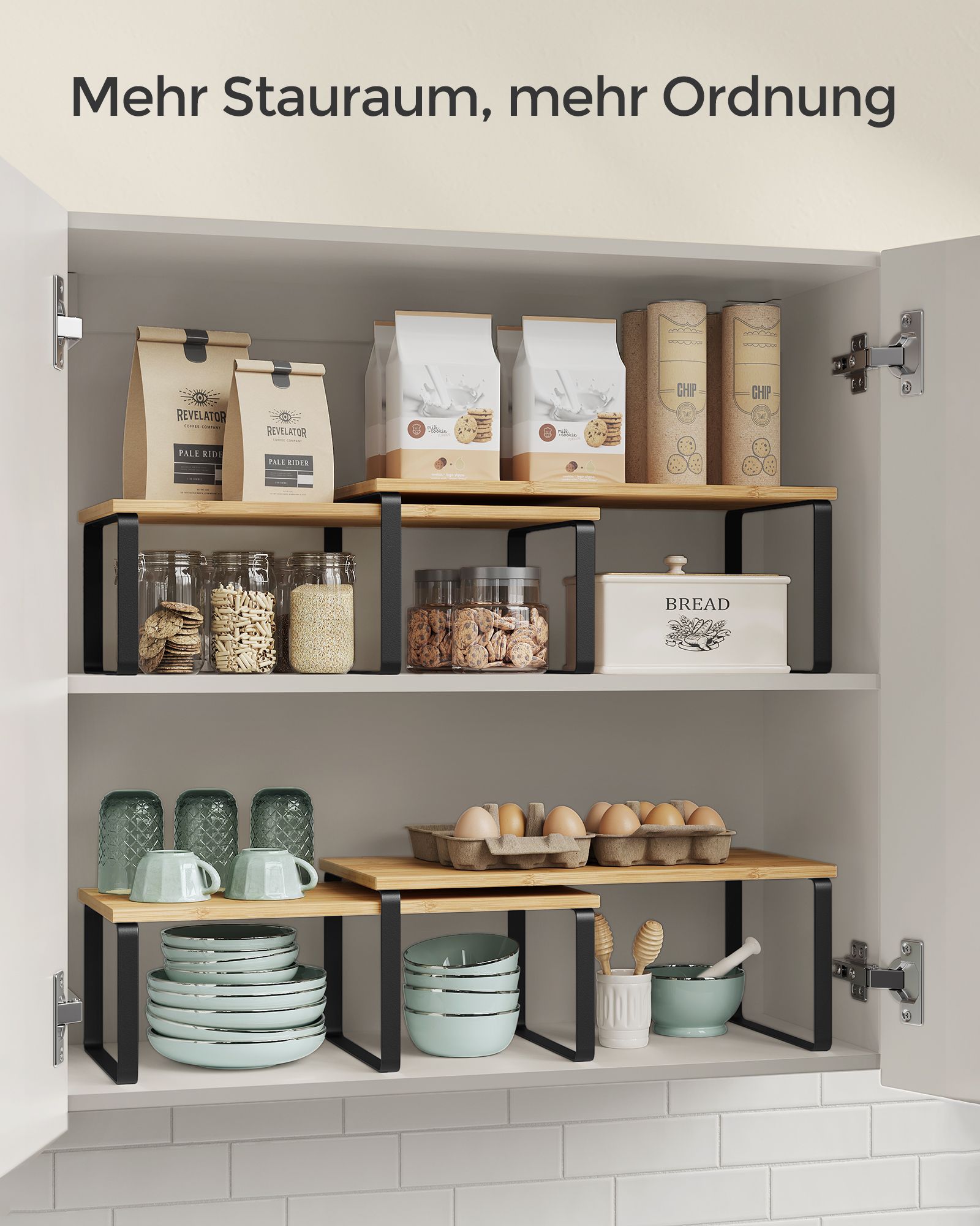 Spice rack set of 4 stackable ink-black-natural beige - Image 3