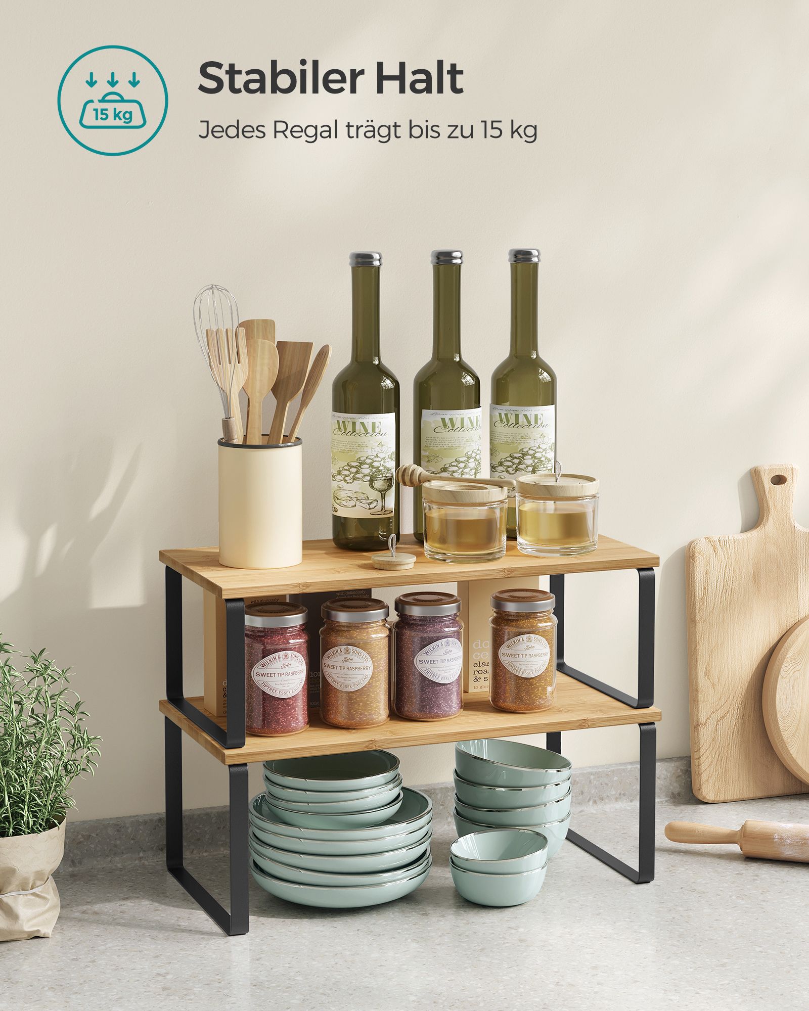 Spice rack set of 4 stackable ink-black-natural beige - Image 4