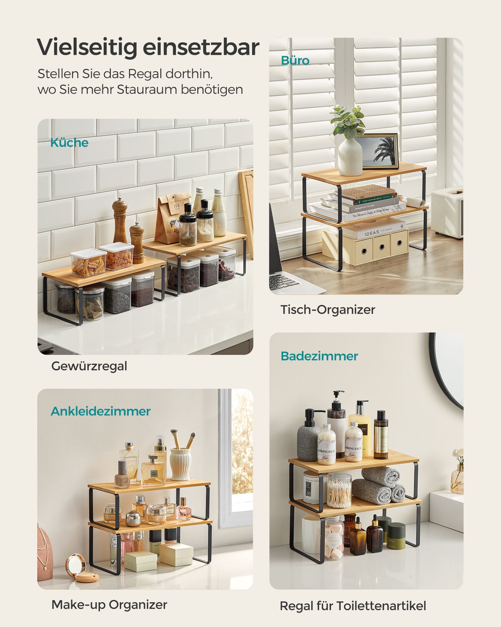 Spice rack set of 4 stackable ink-black-natural beige - Image 5