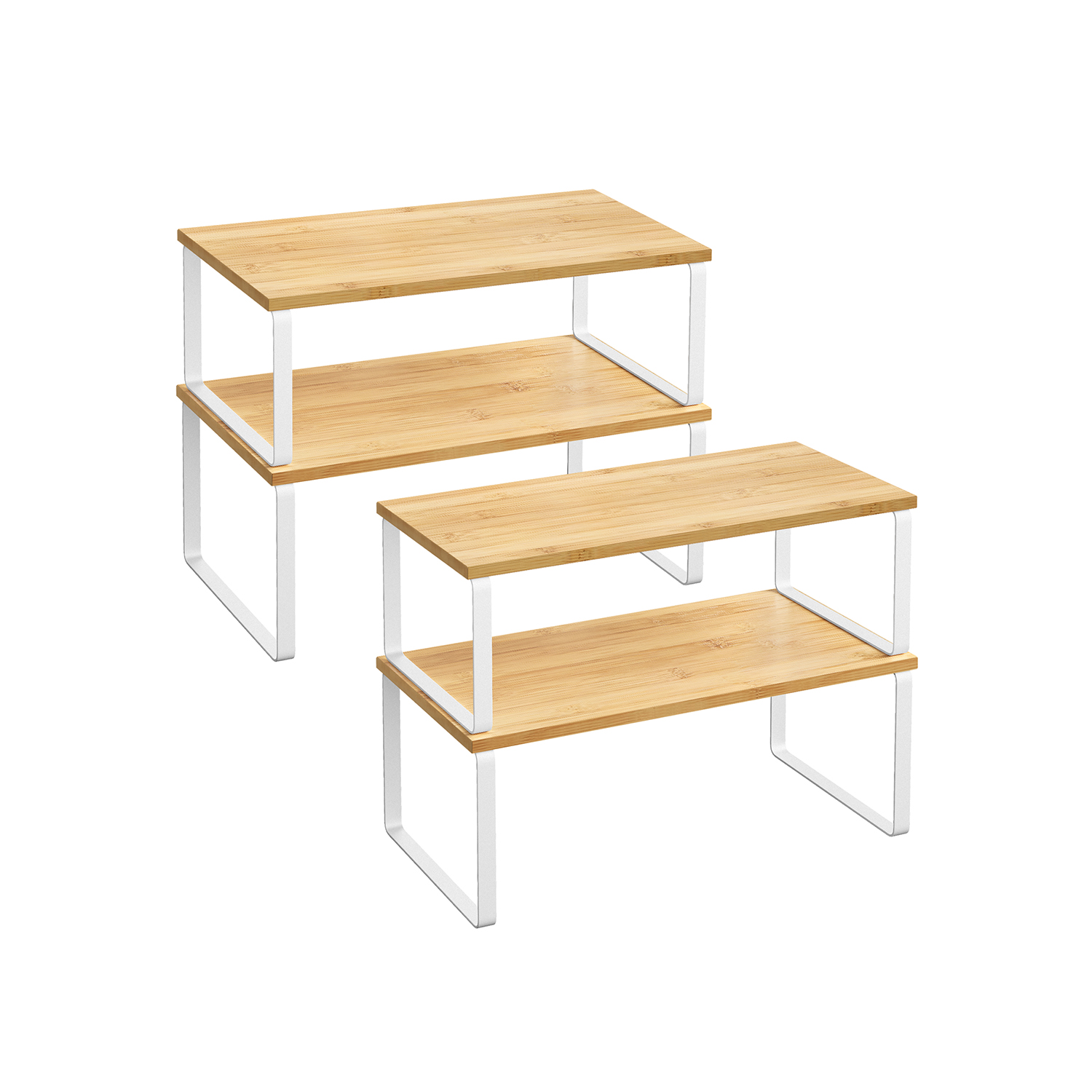 Kitchen shelf set of 4 expandable cloudy white-natural beige