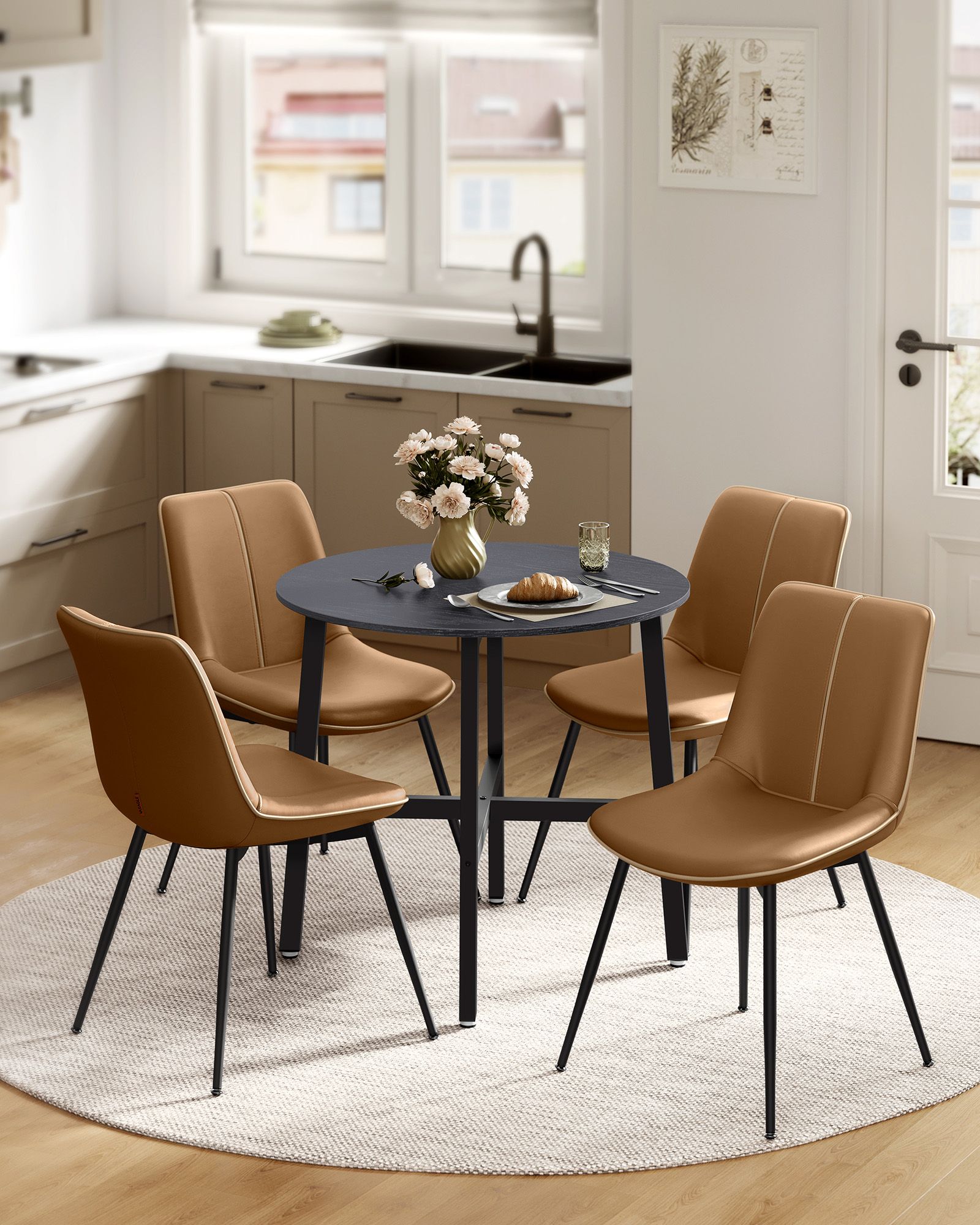 Round dining table small ebony-black-ink-black - Image 2