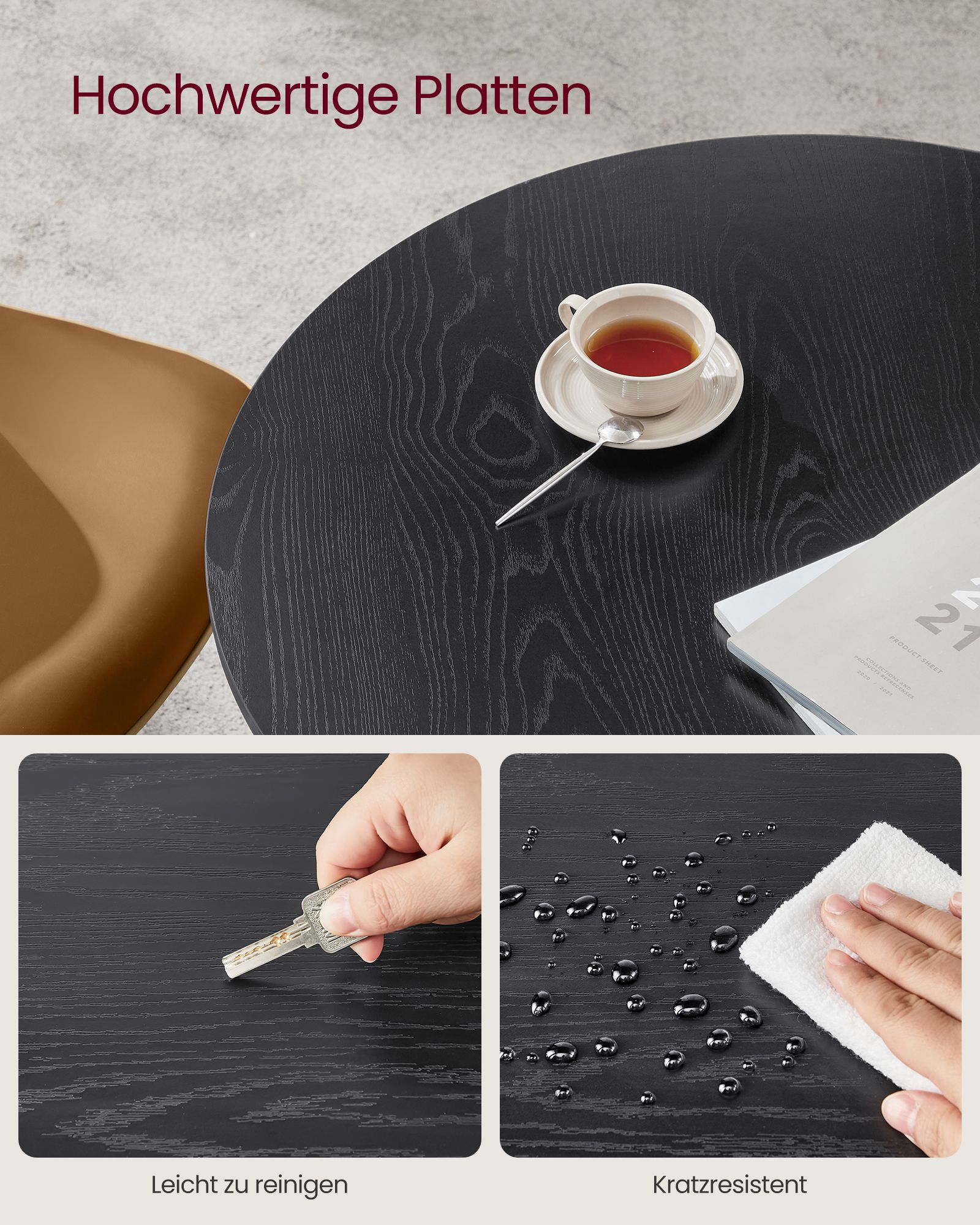 Round dining table small ebony-black-ink-black - Image 3