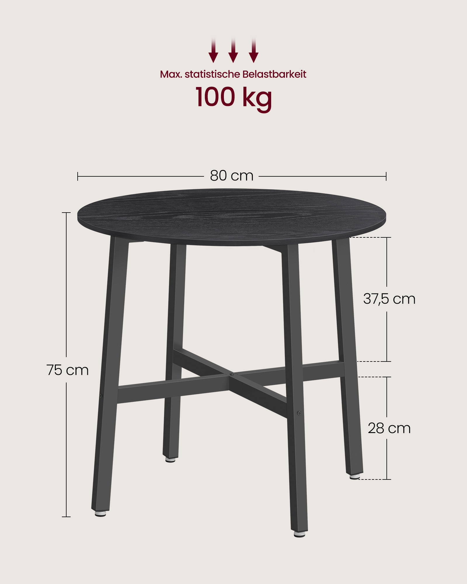 Round dining table small ebony-black-ink-black - Image 4