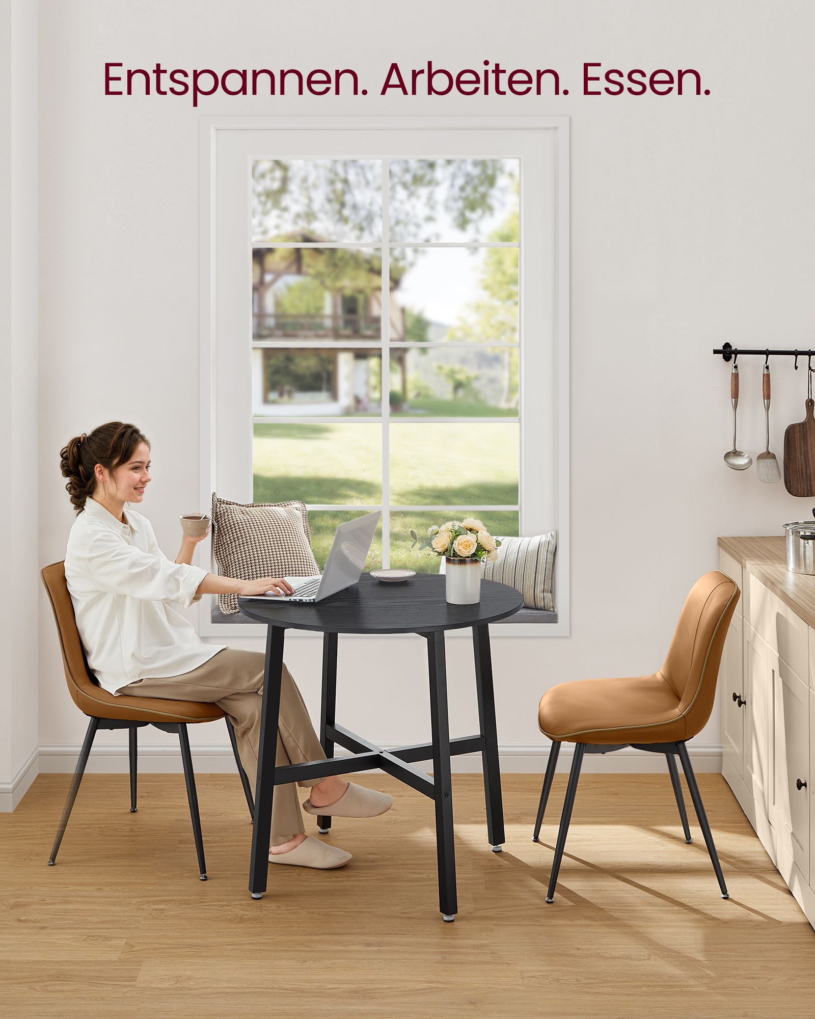 Round dining table small ebony-black-ink-black - Image 5