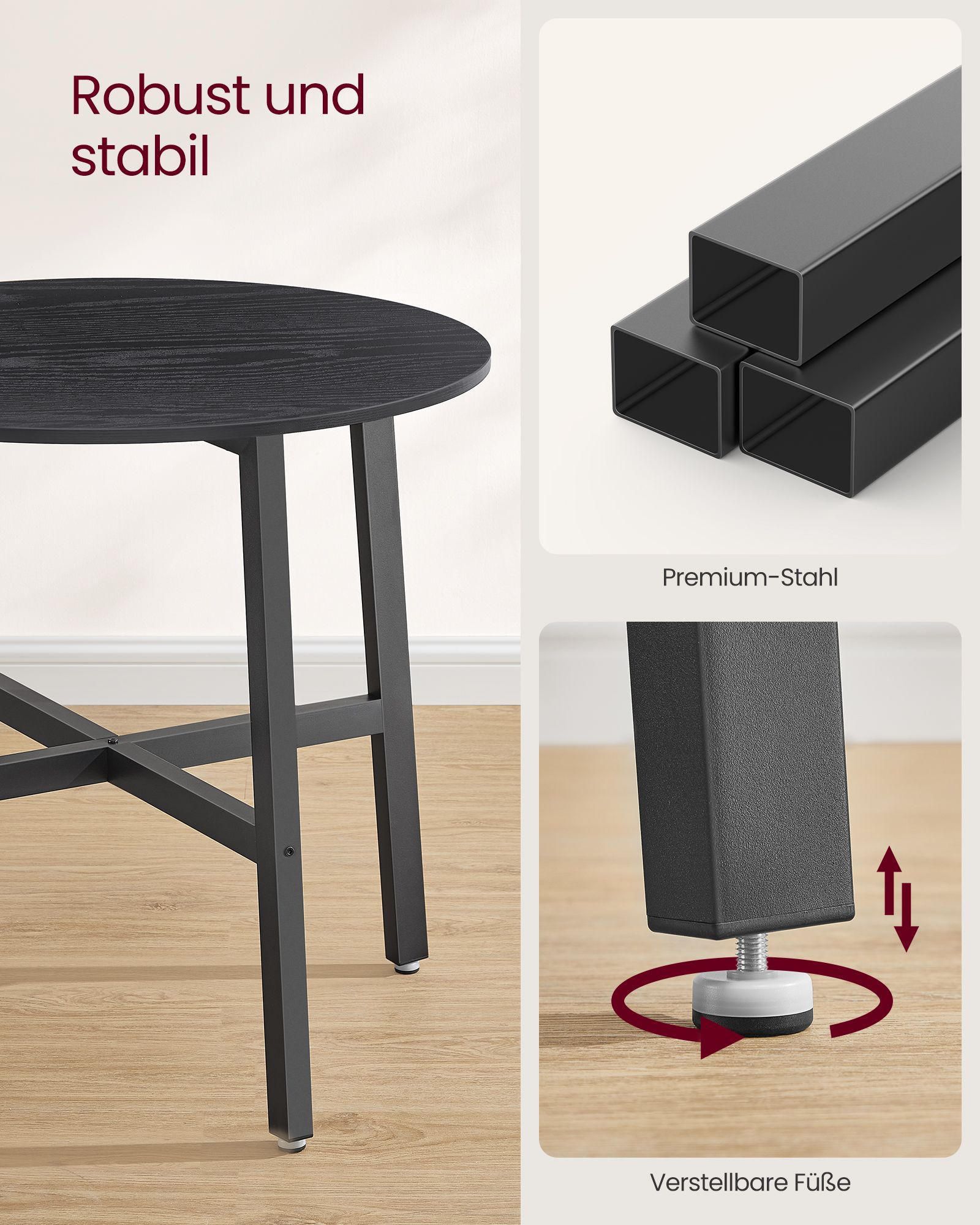 Round dining table small ebony-black-ink-black - Image 6