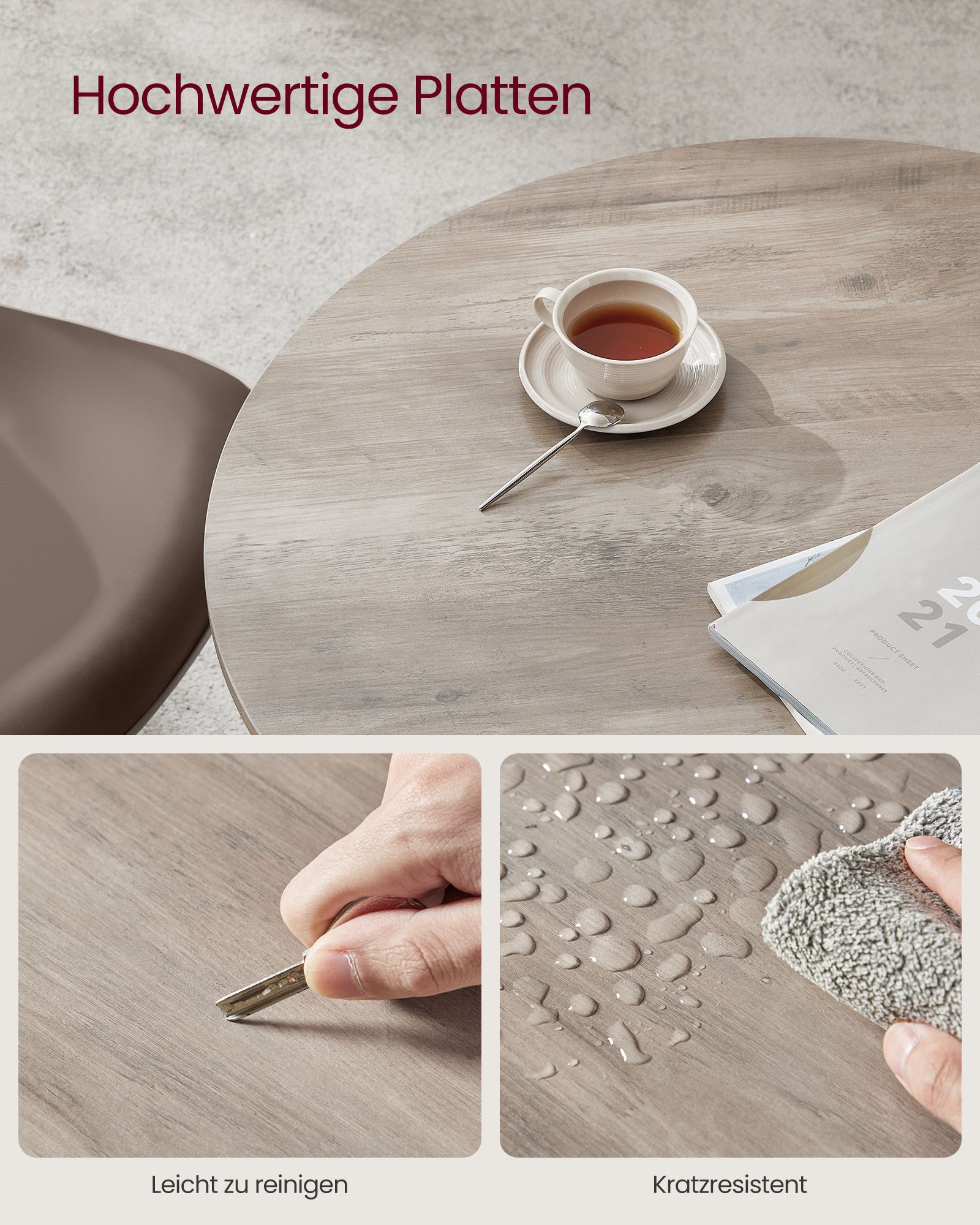 Round dining table small greige mottled ink black - Image 3