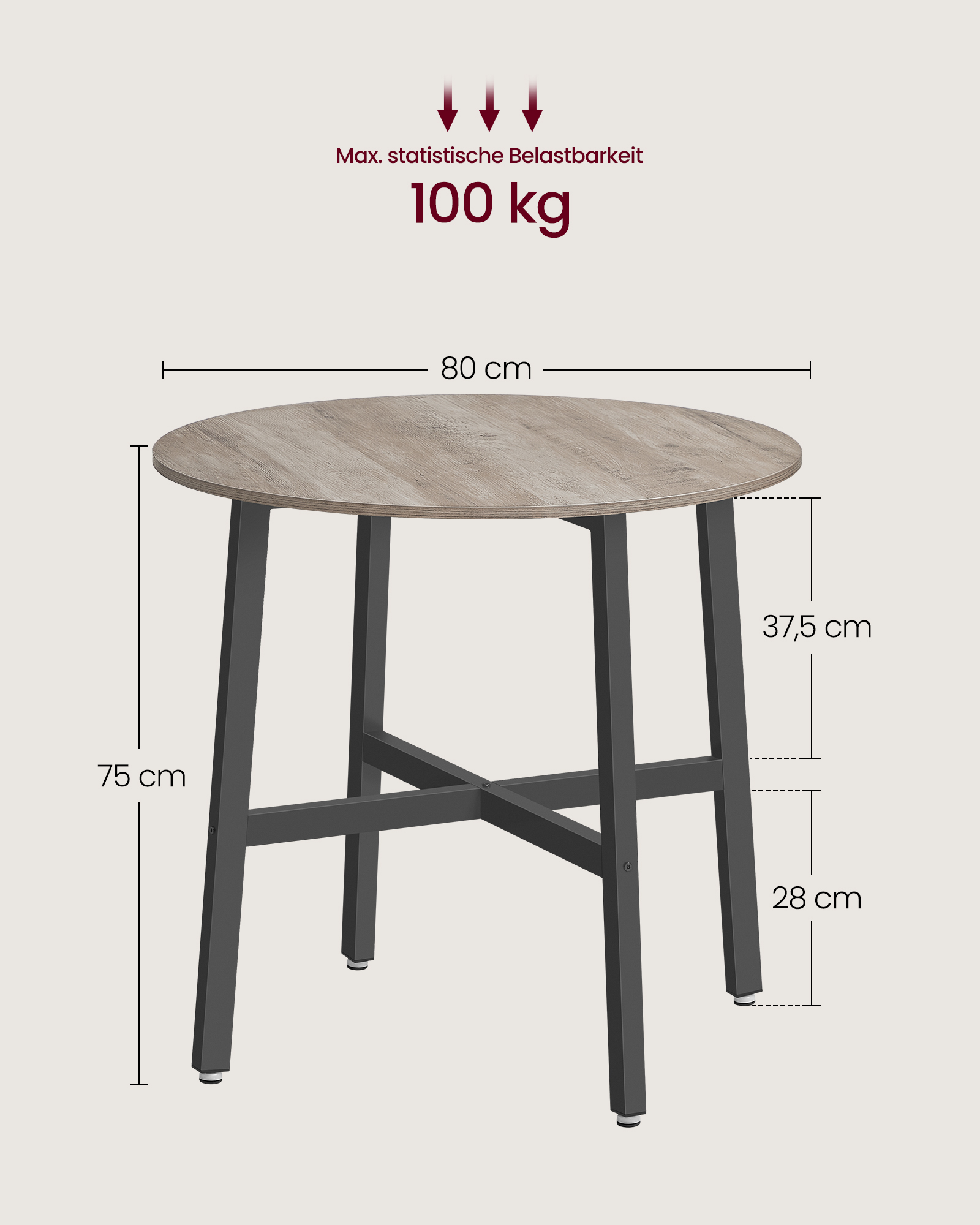 Round dining table small greige mottled ink black - Image 4