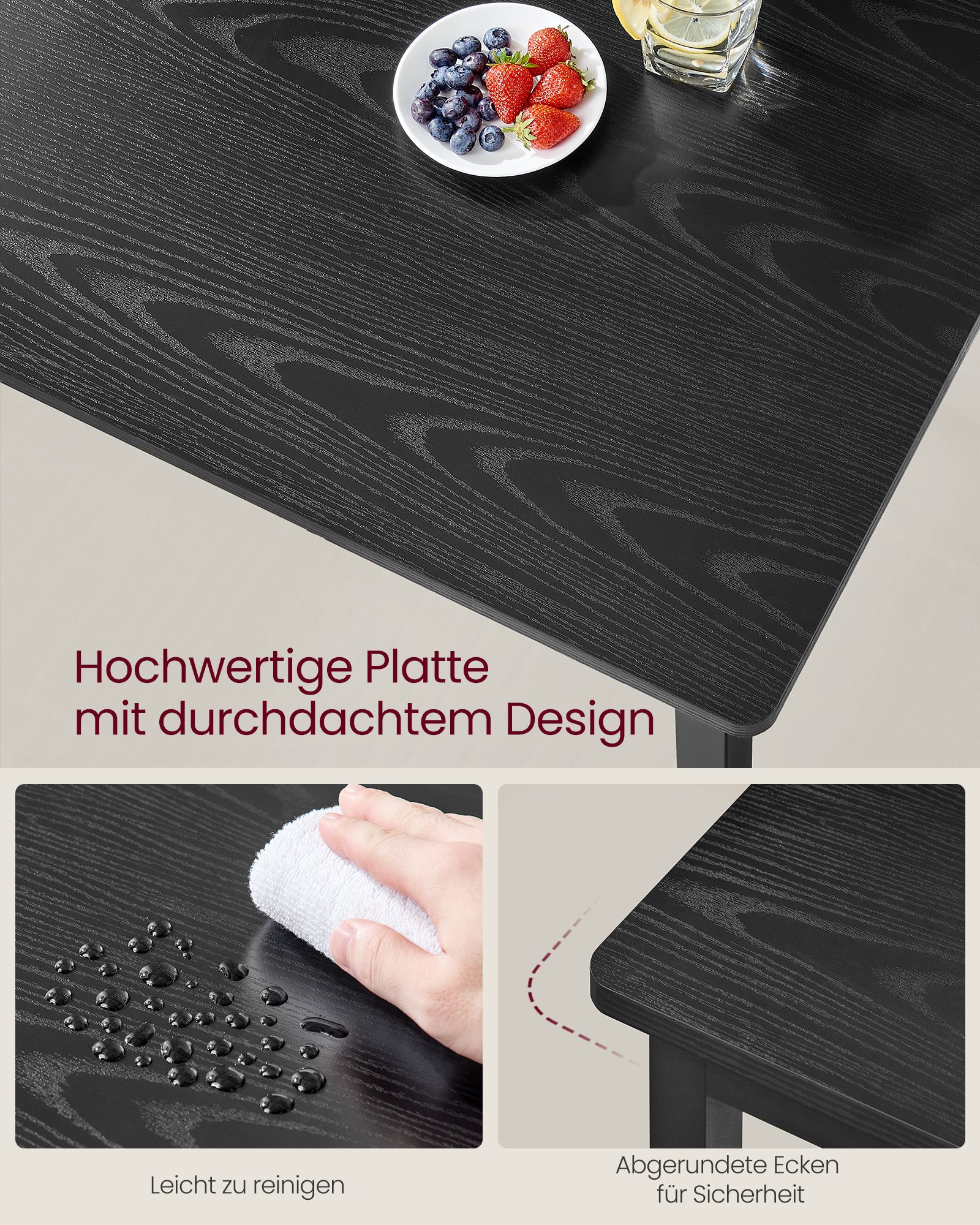 Matbord 70 x 110 x 77 cm ebenholtsvart-mattsvart - Bild 4