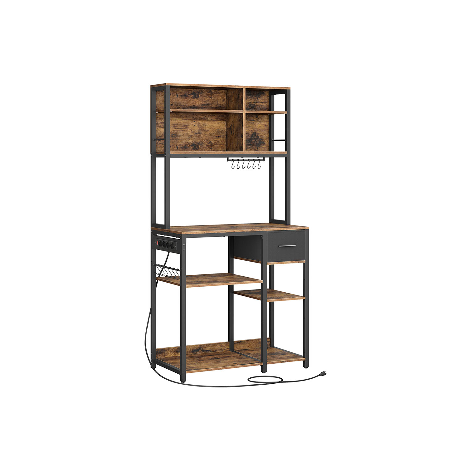 Keittiöhylly 40 x 80 x 180,4 cm vintage ruskean-mustanvärinen musta