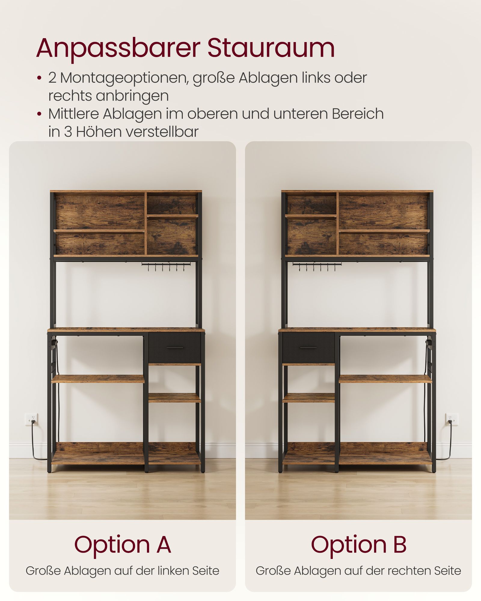 Keittiöhylly pistorasioilla ja kangaslaatikolla 40 x 100 x 180,4 cm - Image 5