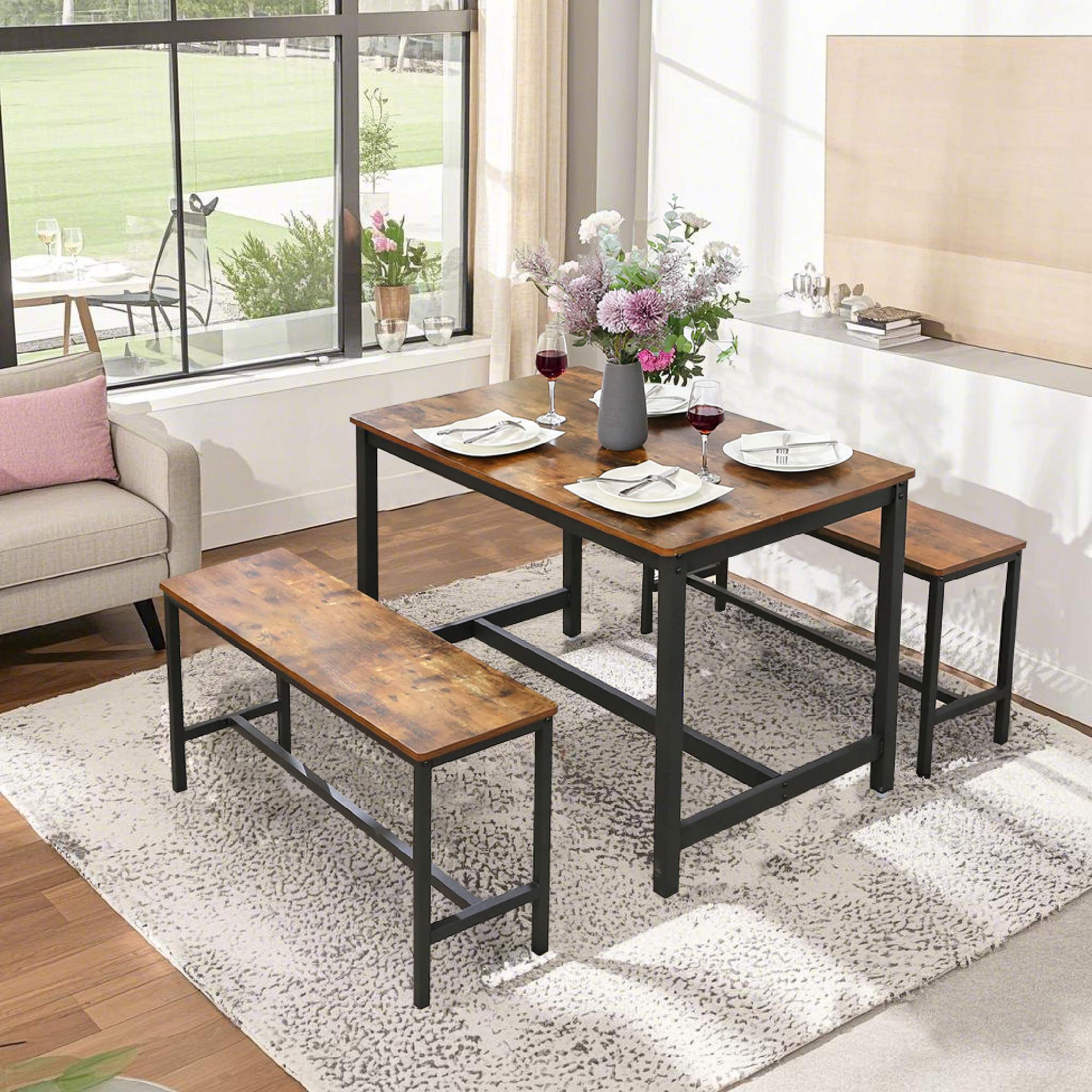 Dining table benches set of 2, benches for dining room table, kitchen benches