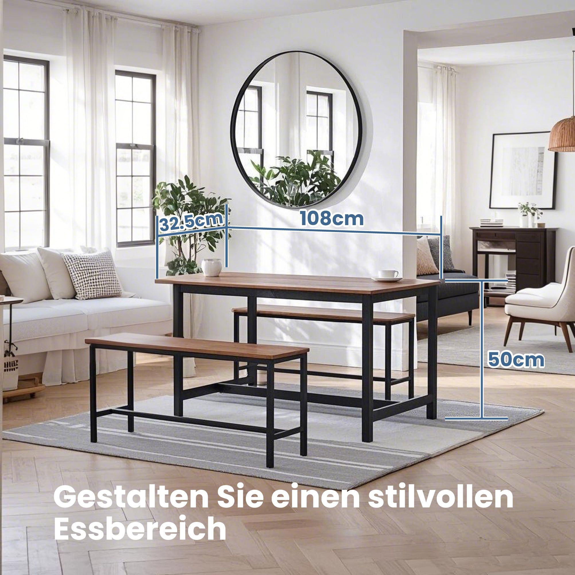 Dining table benches set of 2, benches for dining room table, kitchen benches - Image 2