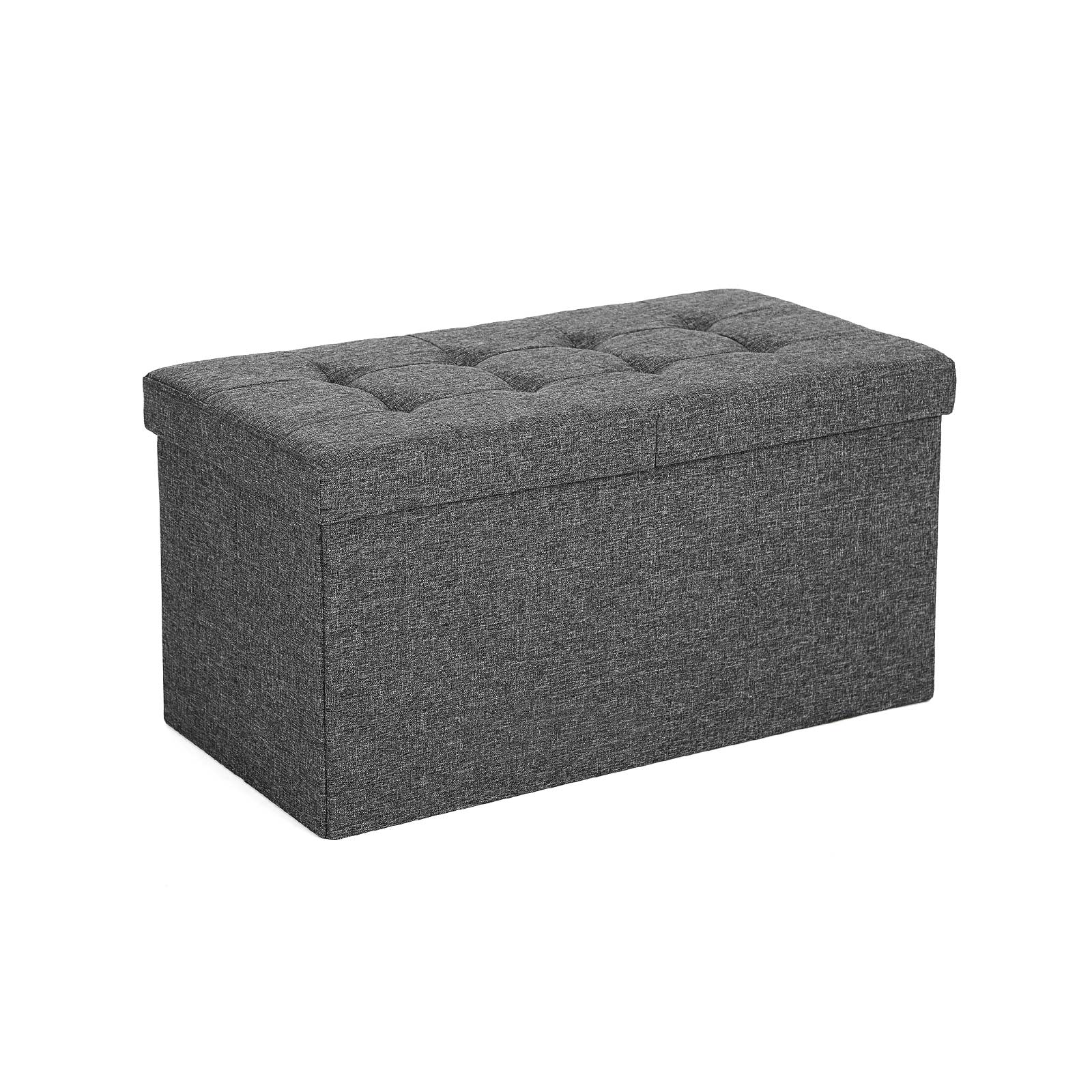 80L Förvarings Ottoman, hopfällbar skobänk, med fällbart lock, lastkapacitet 300 kg, 76 x 38 x 38 cm, mörkgrå LSF46GYZ - Bild 2