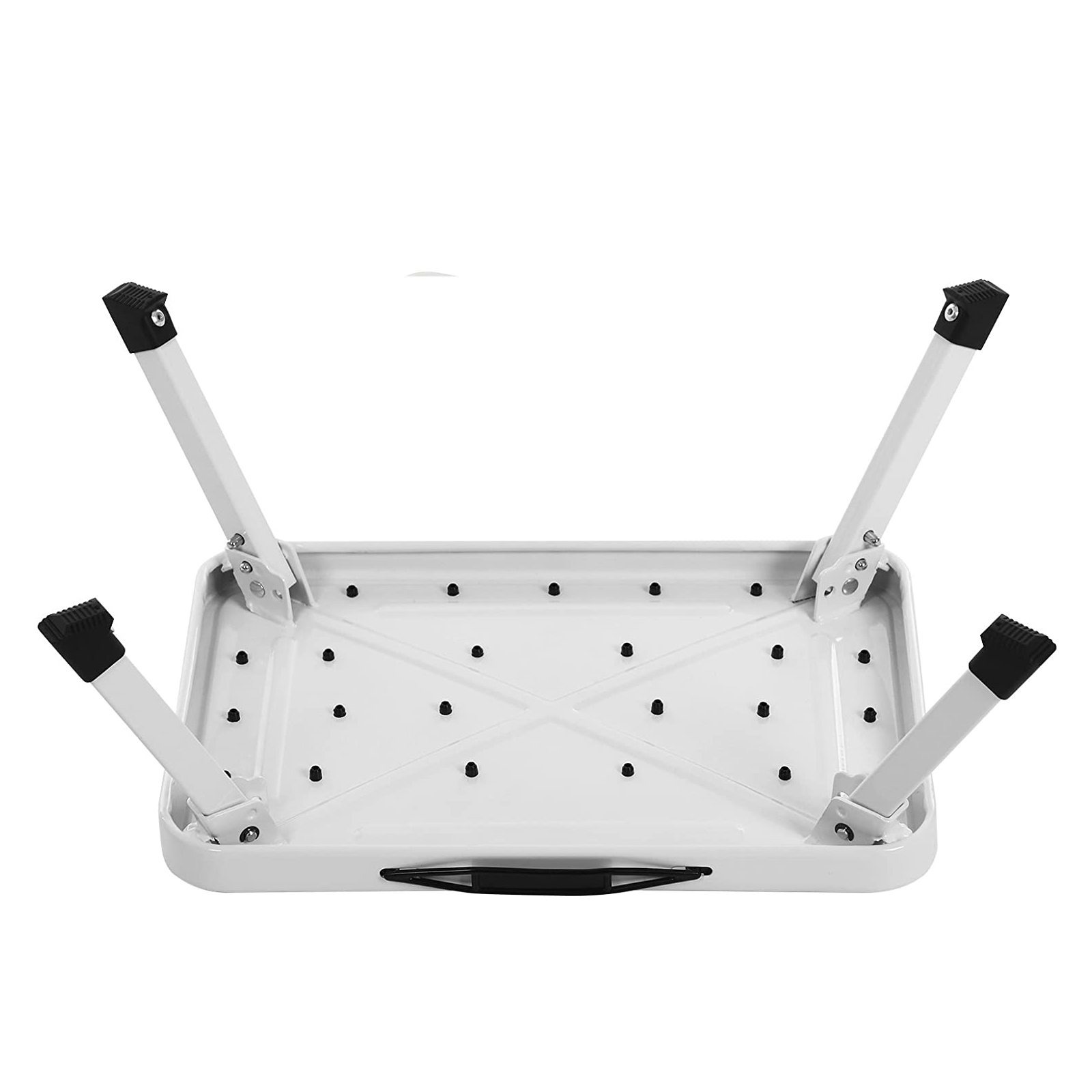 Stege, hopfällbar stegpall, stål, uppfyller EN 14183-standarden, halkfri gummikudde, för badrum, kök, belastning upp till 150 kg, 37,5 x 26,5 x 17,5 cm, vit GSL01WT - Bild 4